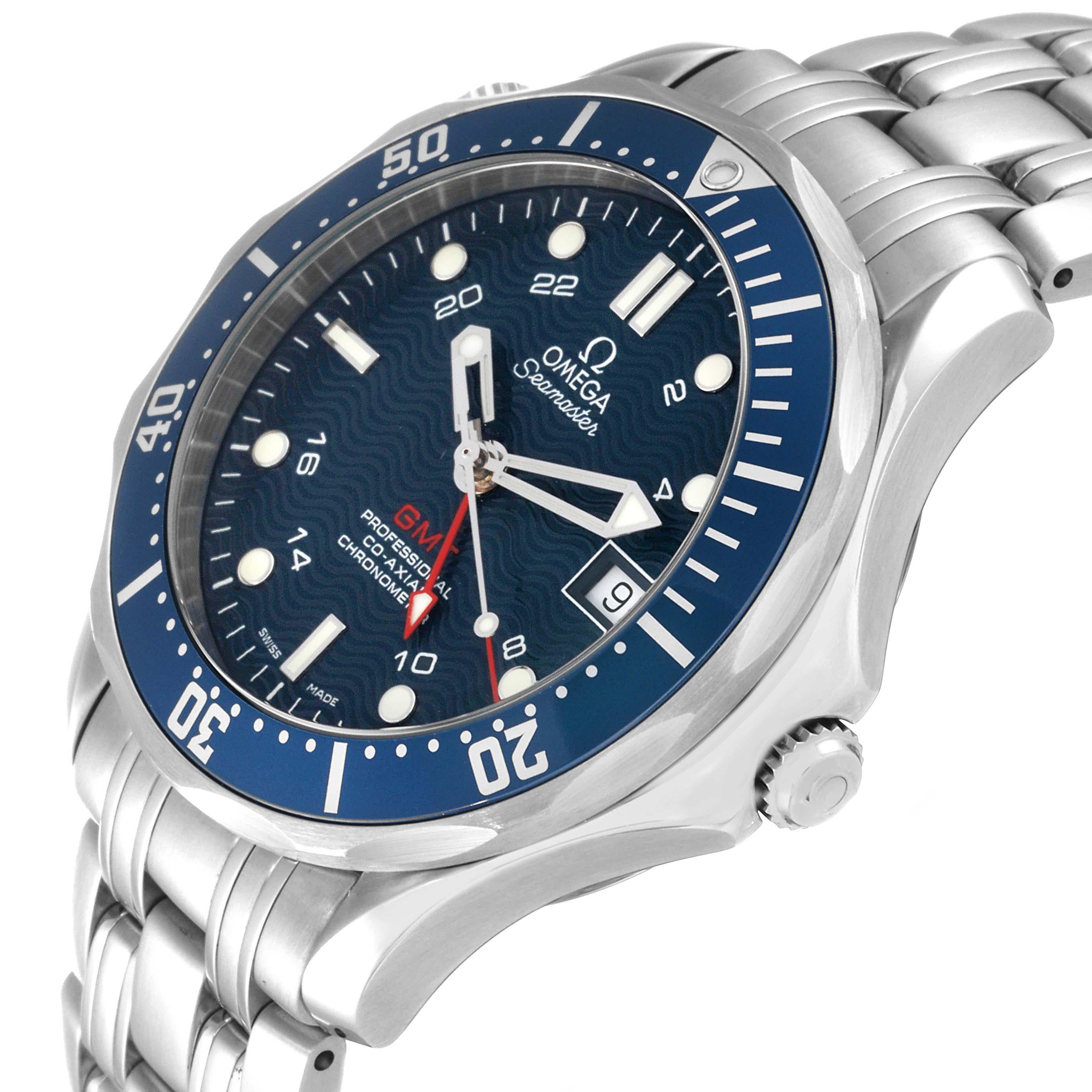Men's Omega Seamaster Diver 300M GMT Blue Dial Steel Mens Watch 2535.80.00 Box Card