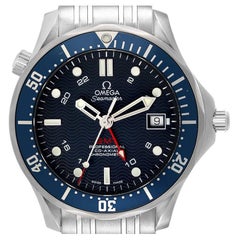 Omega Seamaster Diver 300M GMT Steel Co-Axial Blue Dial Mens Watch 2535.80.00