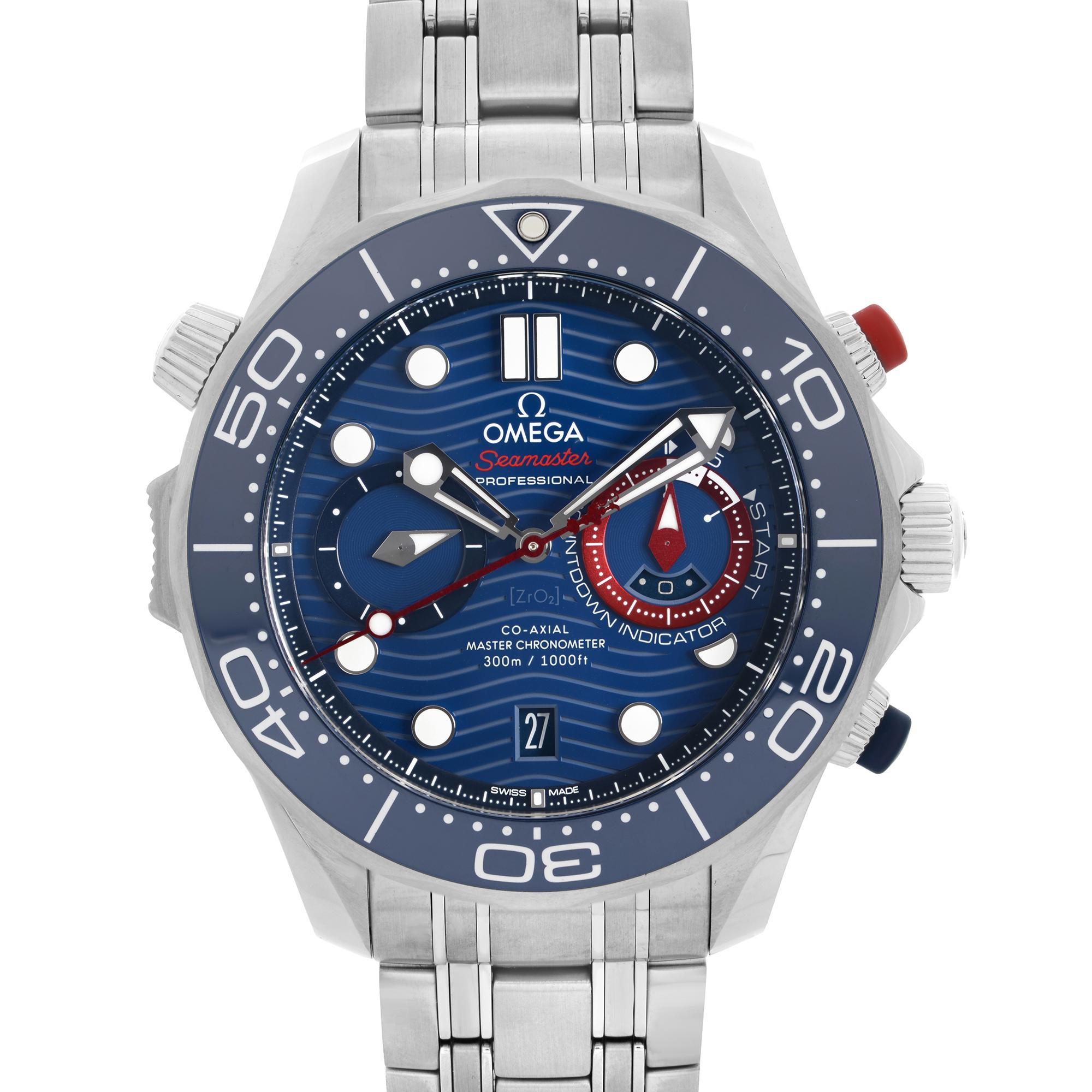 Unworn Model Omega Seamaster Diver 300M American Cup Automatic Men's Watch 210.30.44.51.03.002. This Beautiful Timepiece is Powered by an Automatic Movement and Features: Stainless Steel Case and Bracelet, Unidirectional Rotating Stainless Steel
