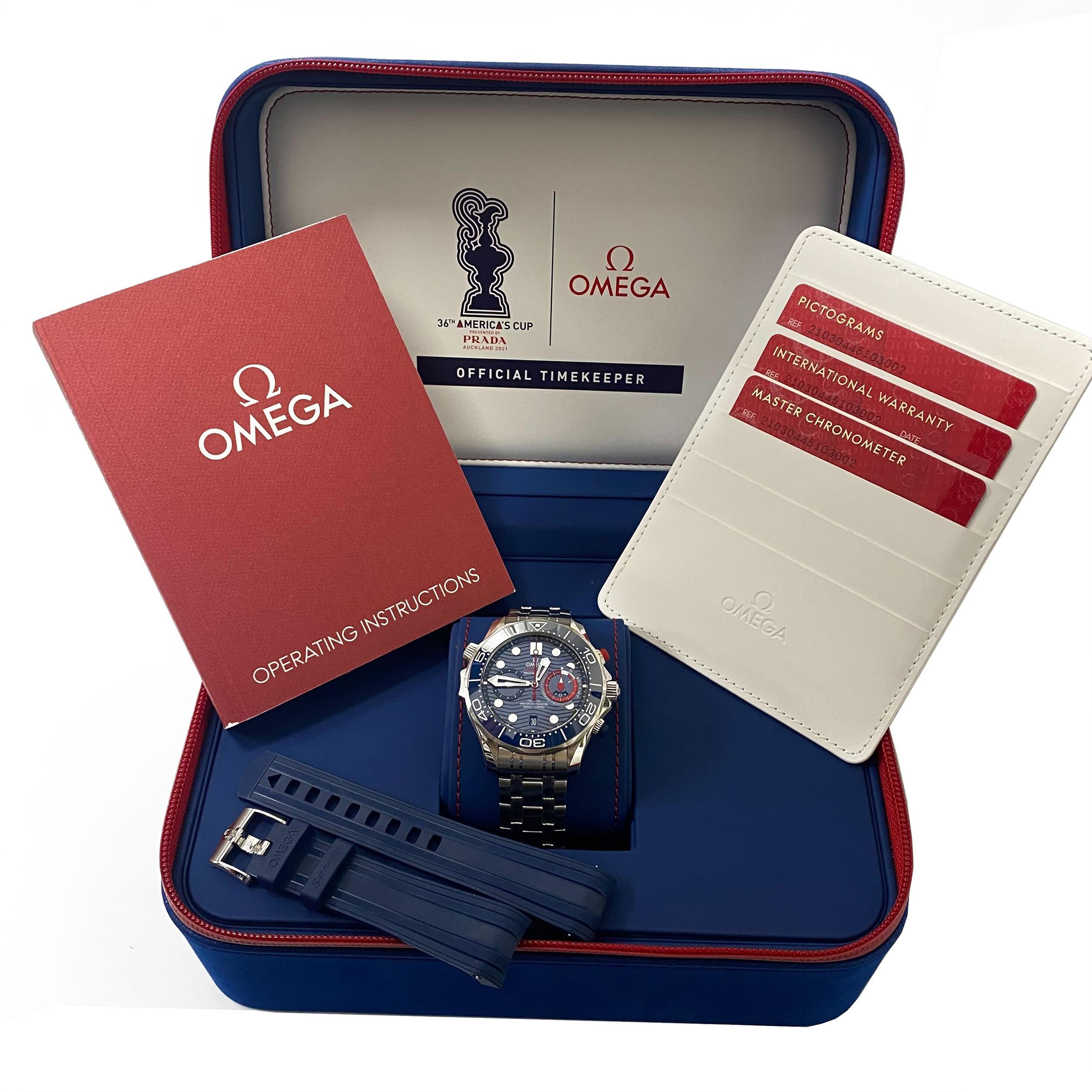 Men's Omega Seamaster Diver 300M Steel American Cup Blue Dial 210.30.44.51.03.002