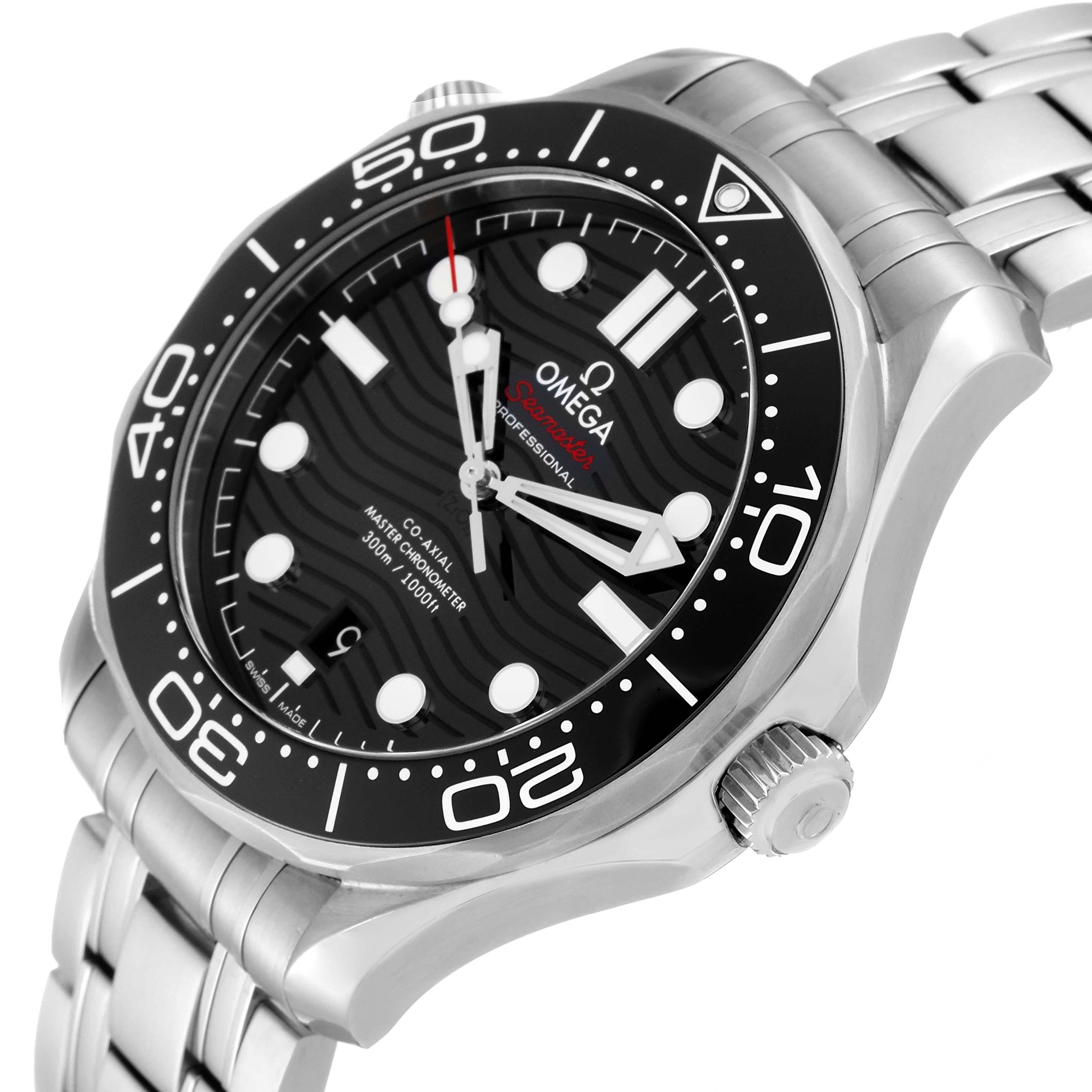 Omega Seamaster Diver 300M Steel Mens Watch 210.30.42.20.01.001 Box Card. Automatic self-winding movement with Co-Axial escapement. Certified Master Chronometer, approved by METAS, resistant to magnetic fields reaching 15,000 gauss. Free