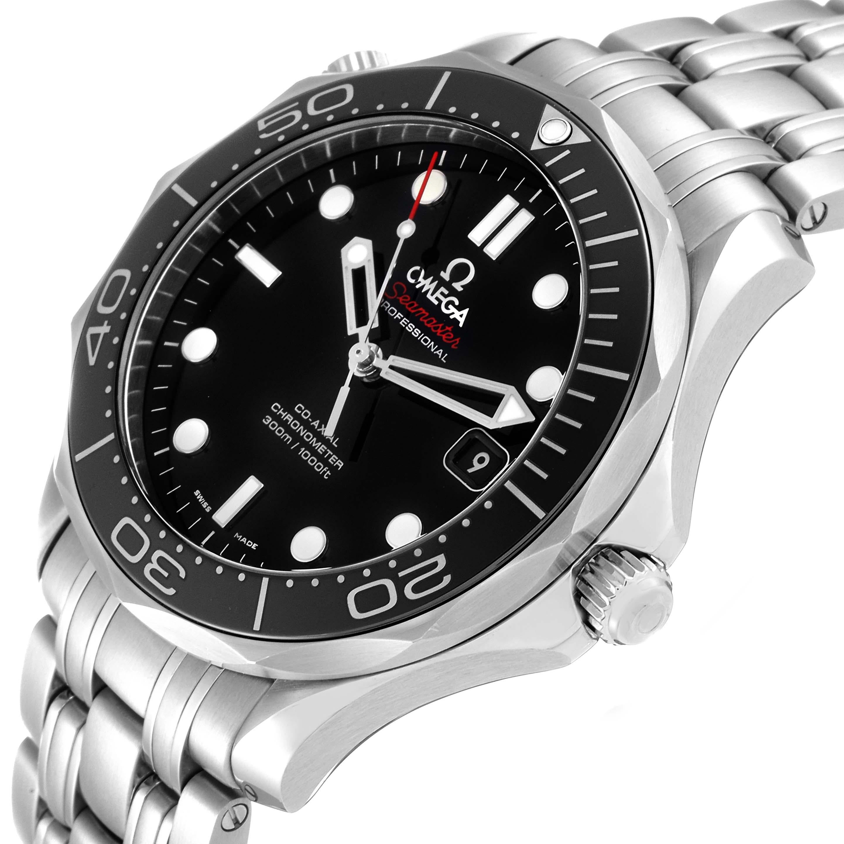 Omega Seamaster Diver 300M Steel Mens Watch 212.30.41.20.01.003 Box Card In Excellent Condition For Sale In Atlanta, GA