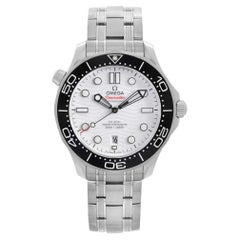 Omega Seamaster Diver 300M Steel White Wave Dial Mens Watch 210.30.42.20.04.001