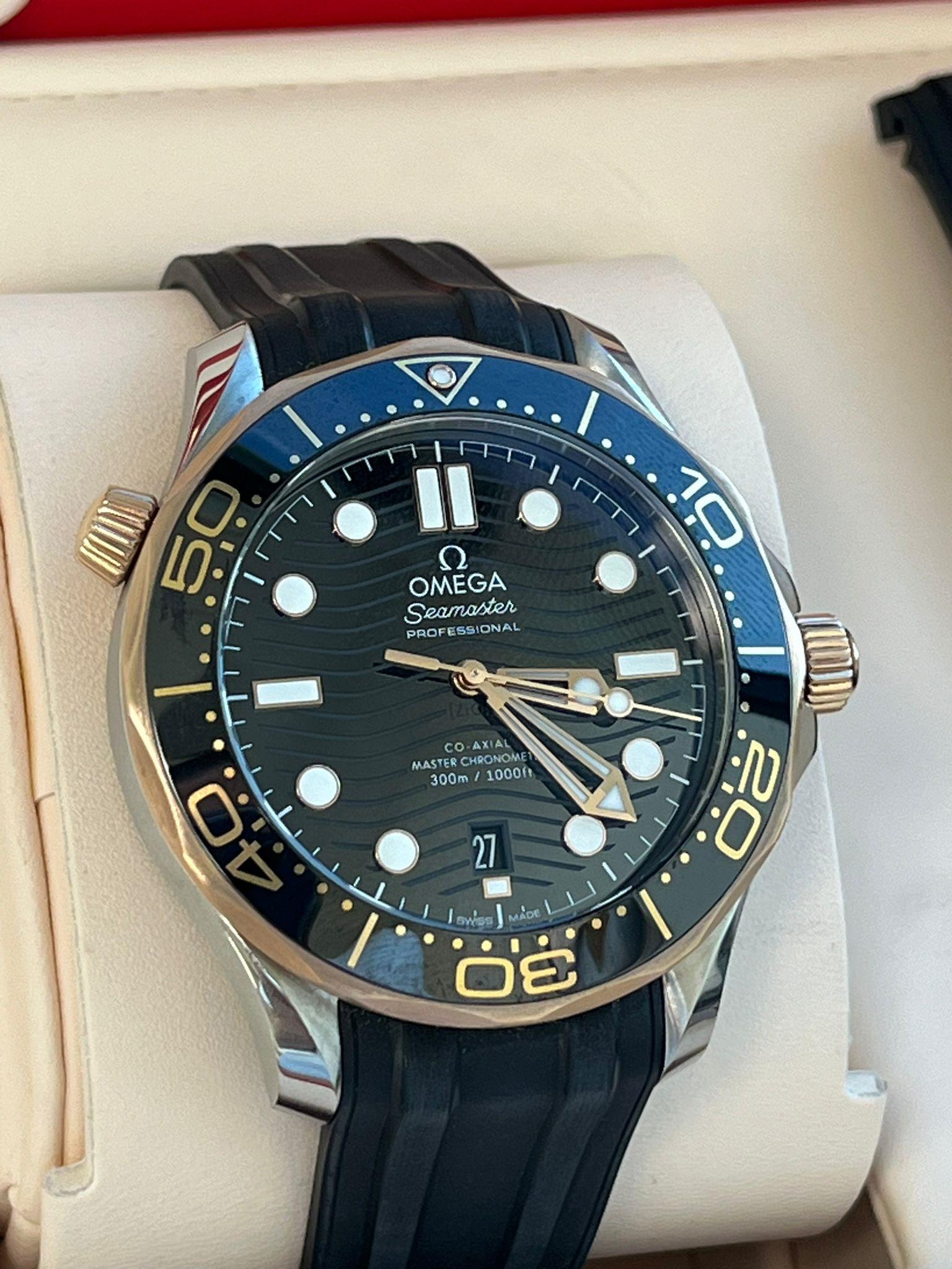 Omega Seamaster Diver 300M Acero Oro Amarillo Correa de caucho 210.22.42.20.01.002 1