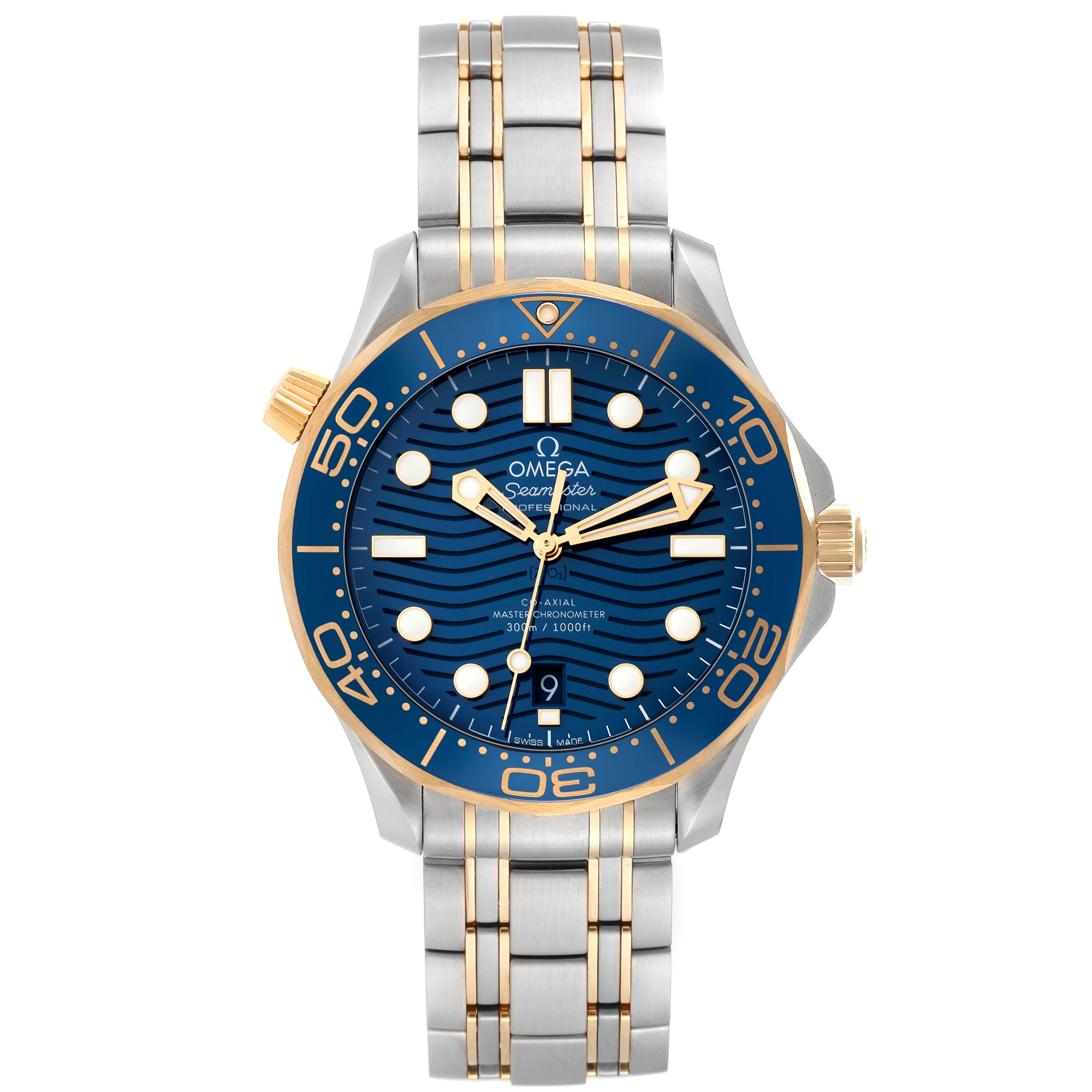 Omega Seamaster Diver 300M Steel Yellow Gold Mens Watch 210.20.42.20.03.001 Unworn. Self-winding movement with Co-Axial escapement. Certified Master Chronometer, approved by METAS, resistant to magnetic fields reaching 15,000 gauss. Free