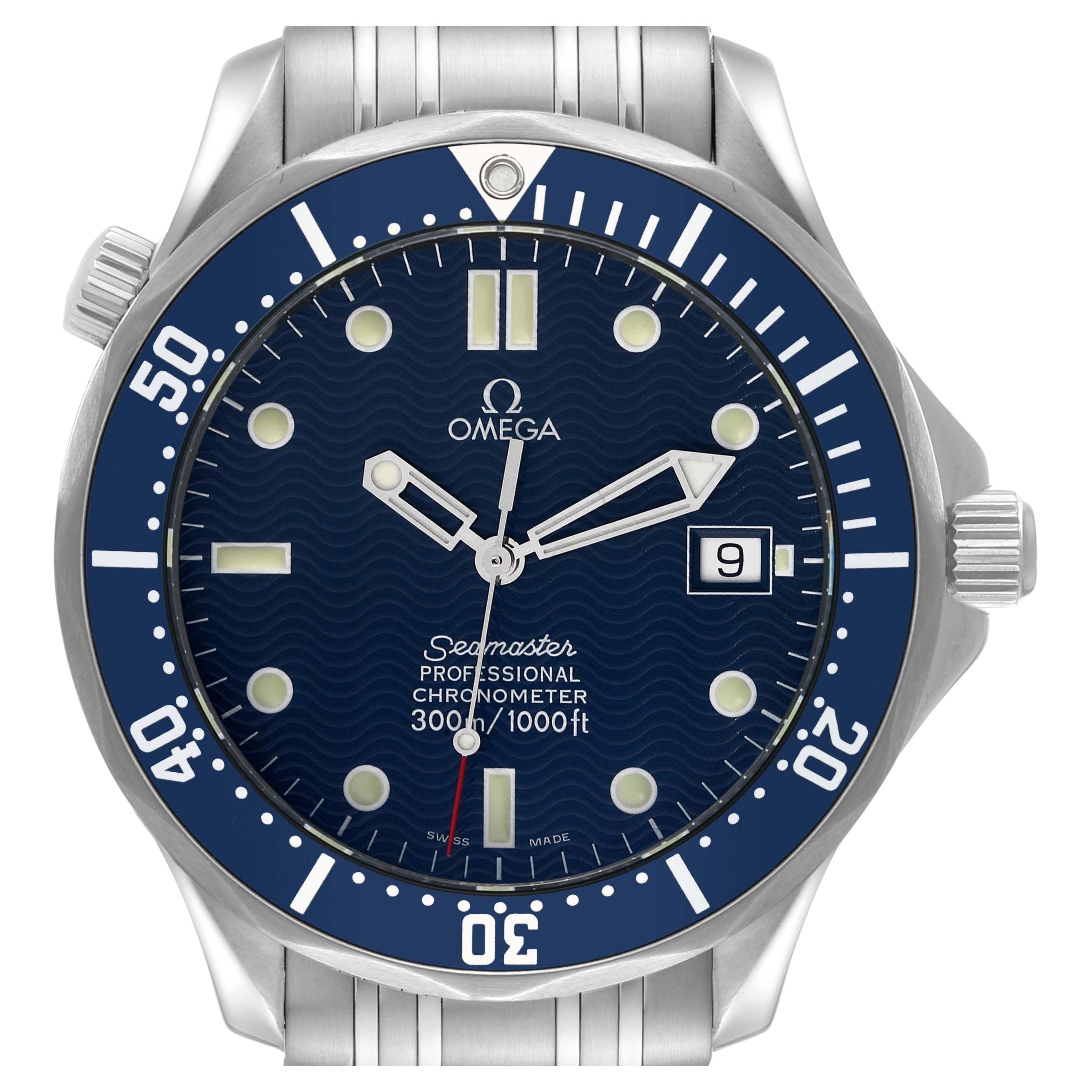 Omega Seamaster Diver 300mm Blue Dial Steel Montre pour hommes 2531,80.00  Boîte Card sur 1stDibs