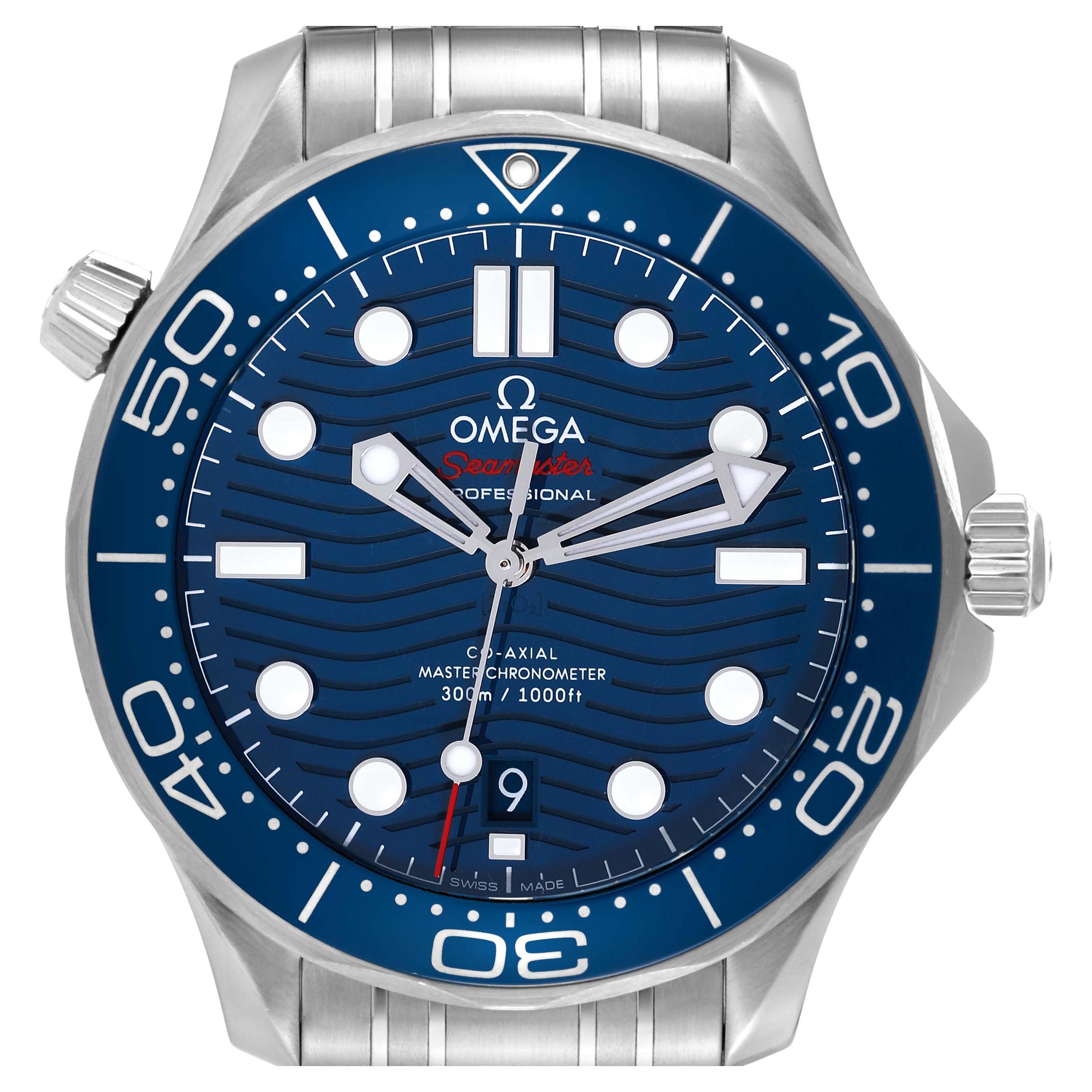 Omega Seamaster Diver Blue Dial Steel Mens Watch 210.30.42.20.03.001 Box Card