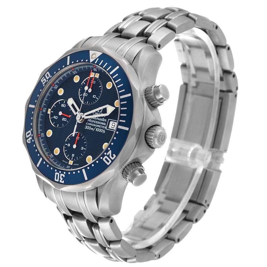 Omega Seamaster Diver Chronograph Blue Dial Titanium Mens Watch 2298.80.00 In Excellent Condition In Atlanta, GA