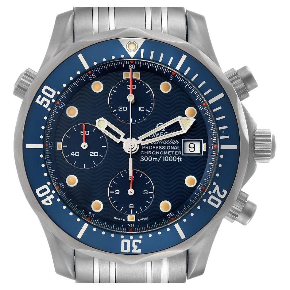 Omega Seamaster Diver Chronograph Blue Dial Titanium Mens Watch 2298.80.00