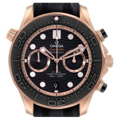 Omega Seamaster Diver Chronograph Rose Gold Watch 210.62.44.51.01.003 Box Card