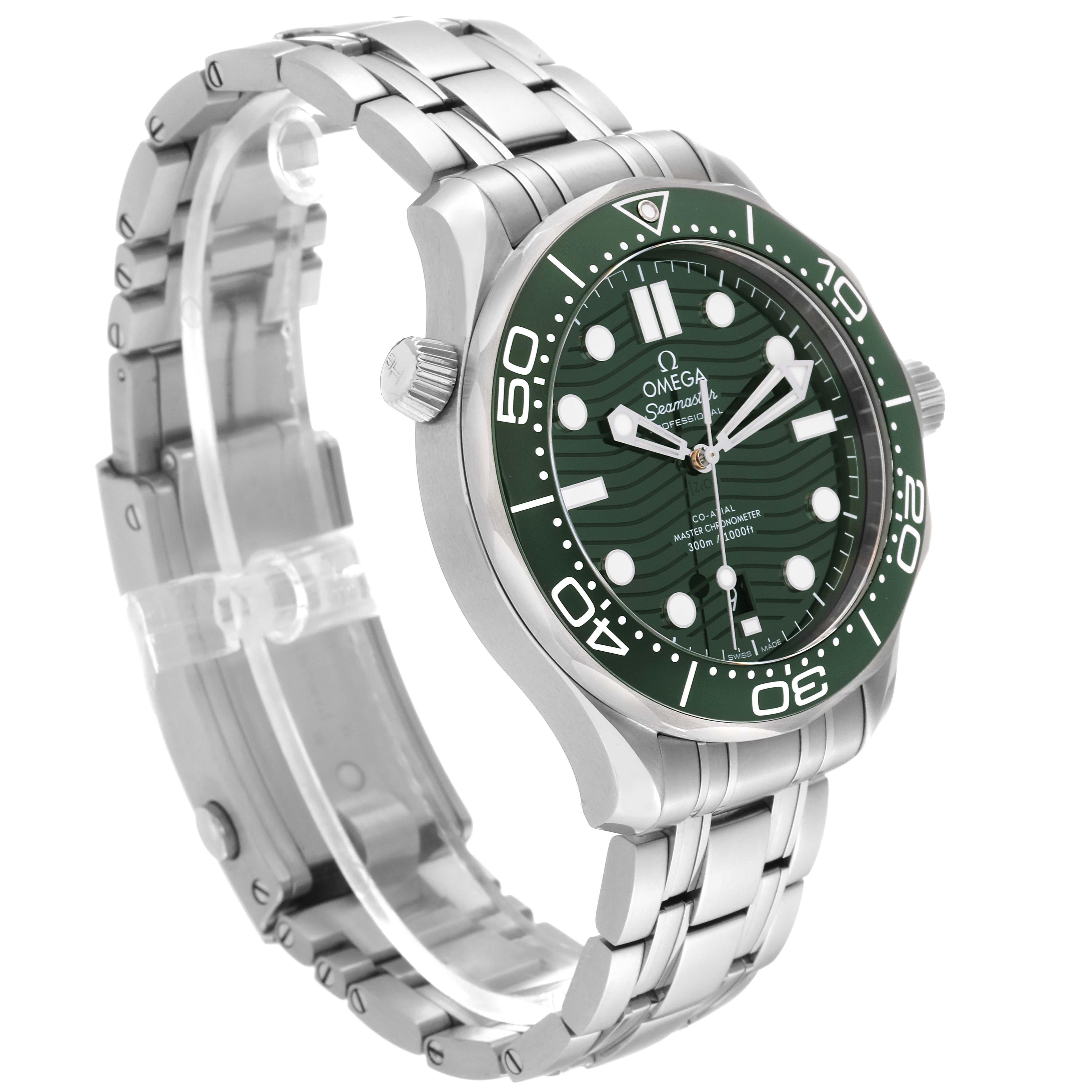 Men's Omega Seamaster Diver Green Dial Steel Mens Watch 210.30.42.20.10.001 Box Card