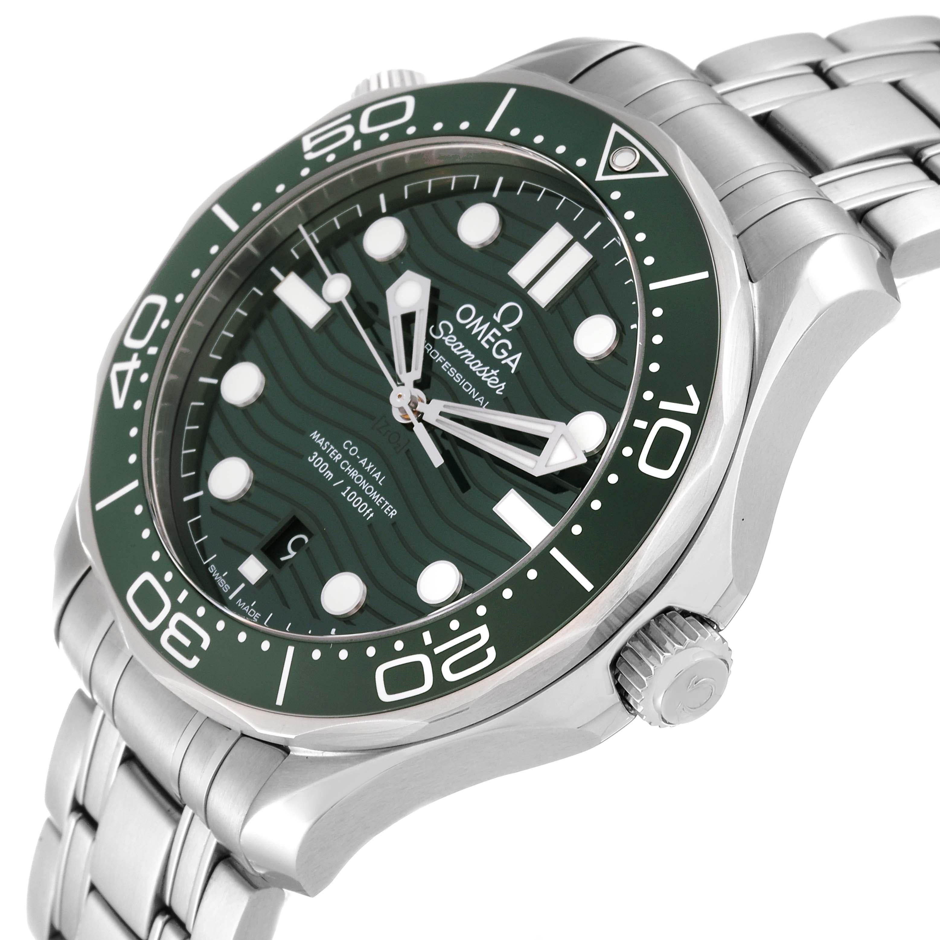 Omega Seamaster Diver Green Dial Steel Mens Watch 210.30.42.20.10.001 Box Card For Sale 1