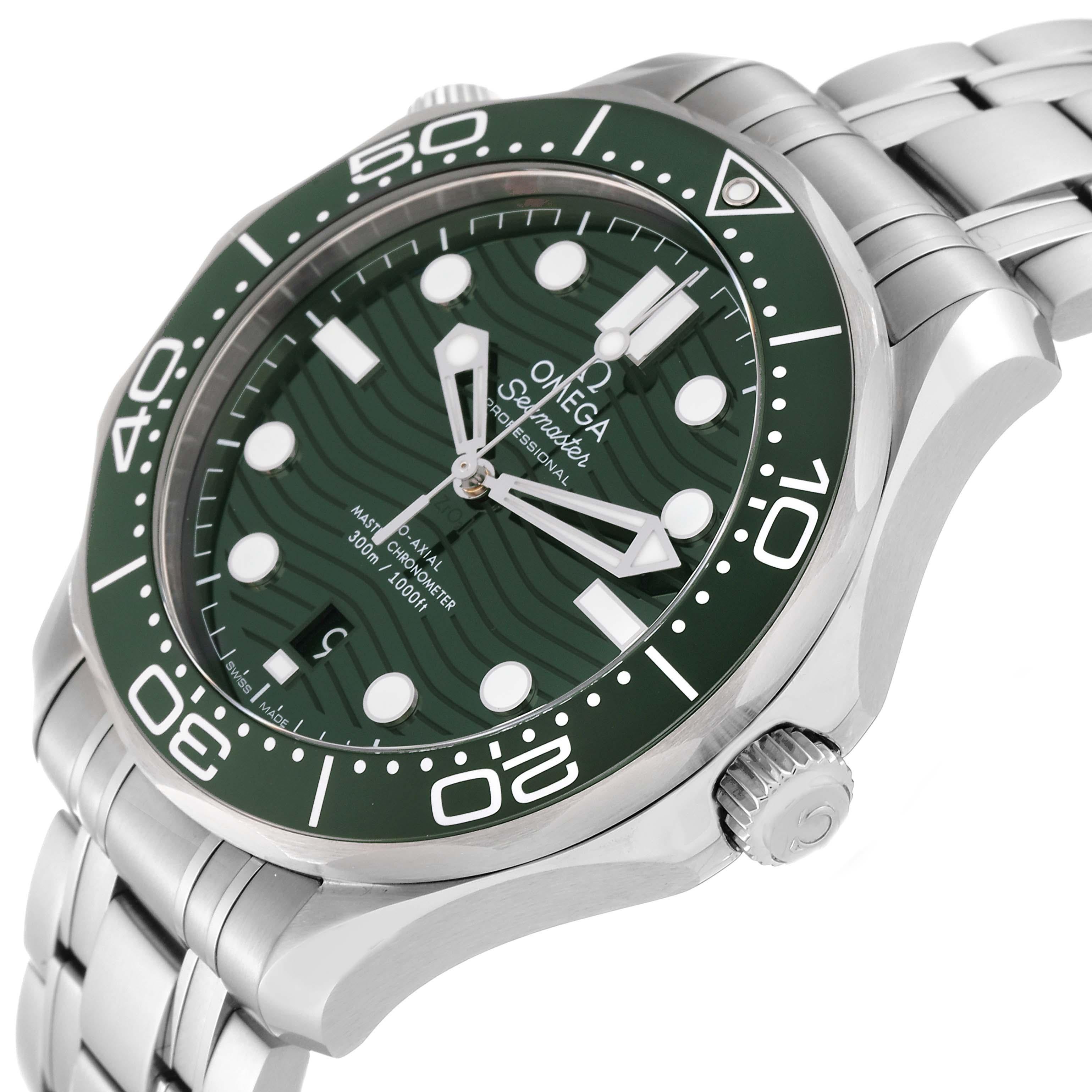 Omega Seamaster Diver Green Dial Steel Mens Watch 210.30.42.20.10.001 Box Card 1