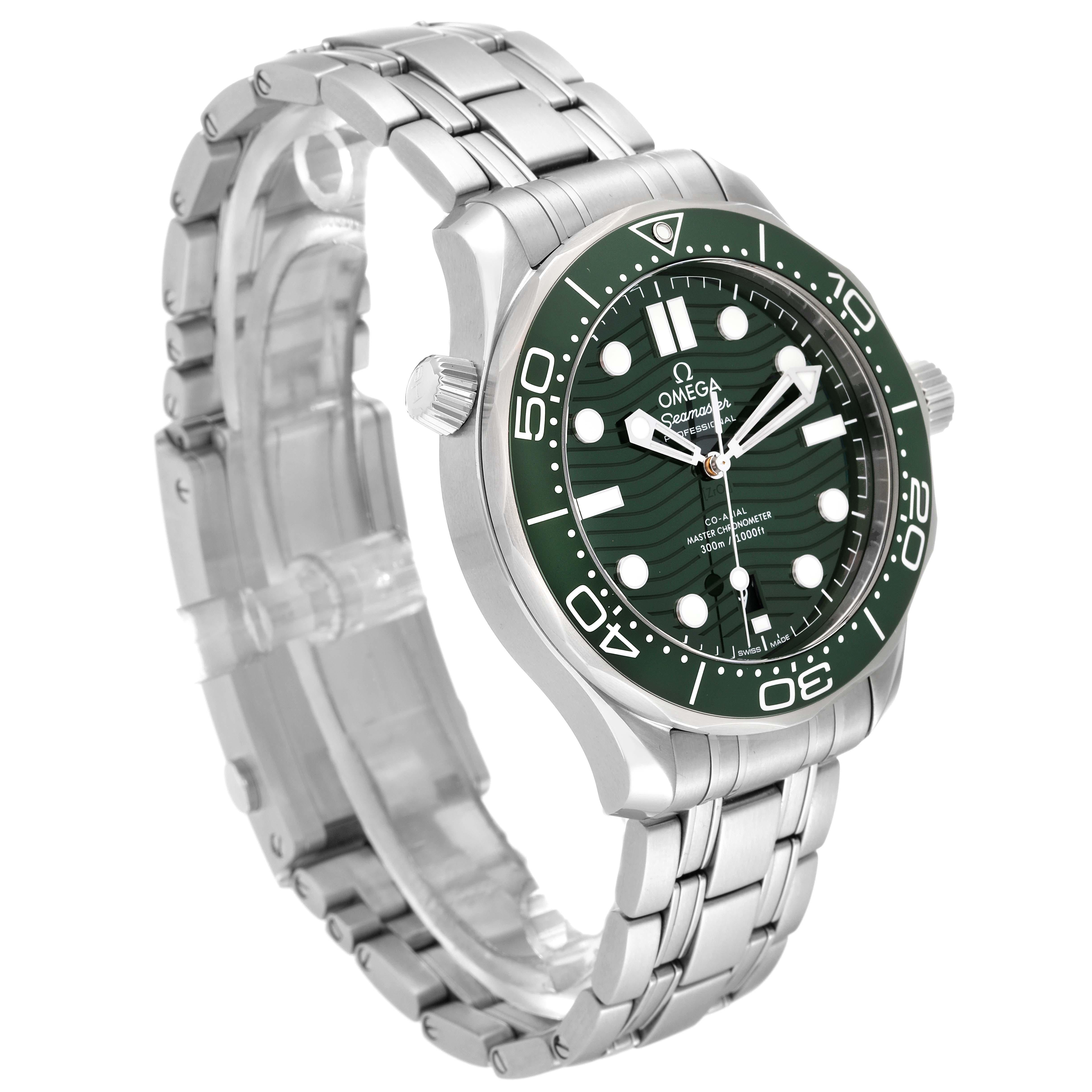 Omega Seamaster Diver Green Dial Steel Mens Watch 210.30.42.20.10.001 Box Card For Sale 2