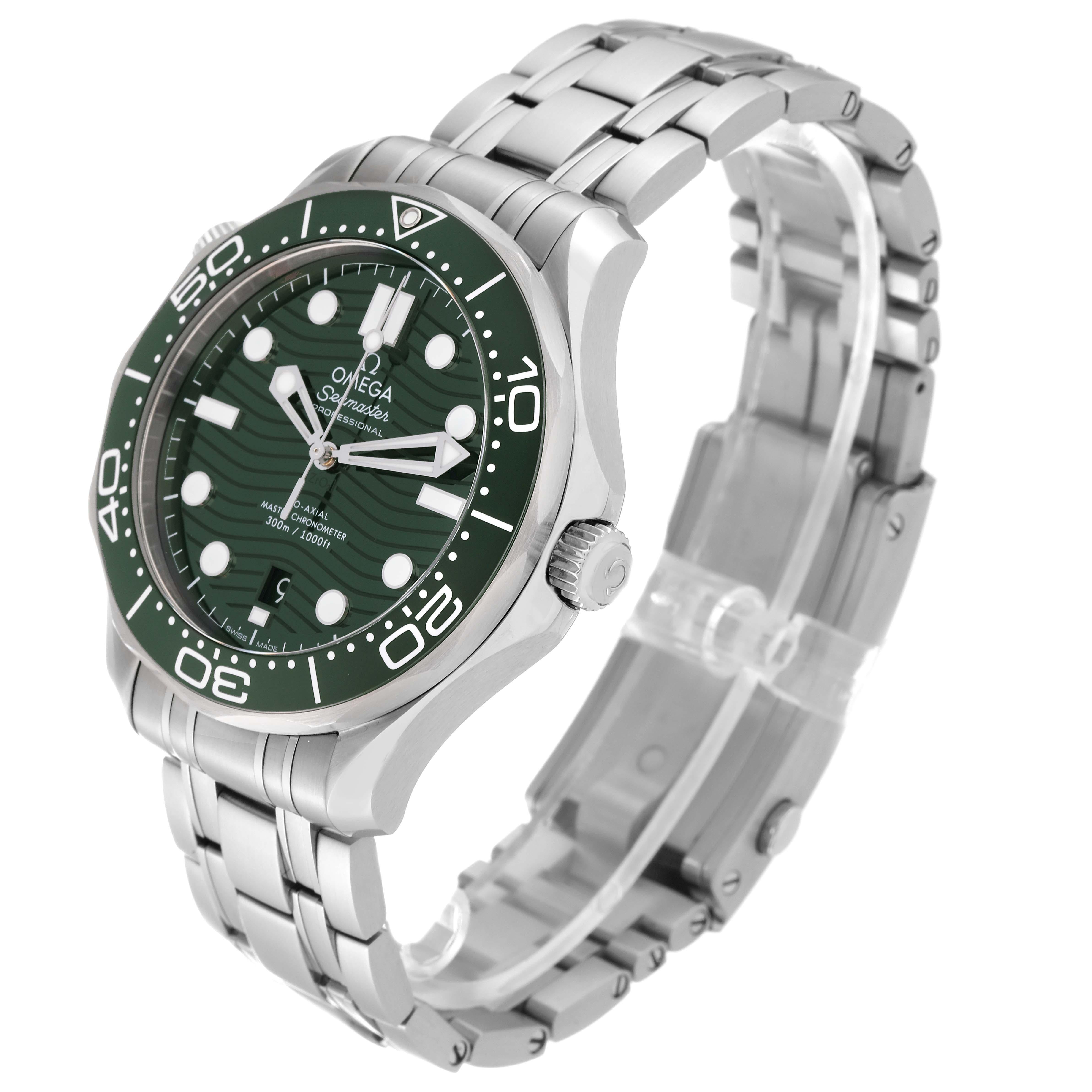 Omega Seamaster Diver Green Dial Steel Mens Watch 210.30.42.20.10.001 Box Card 2