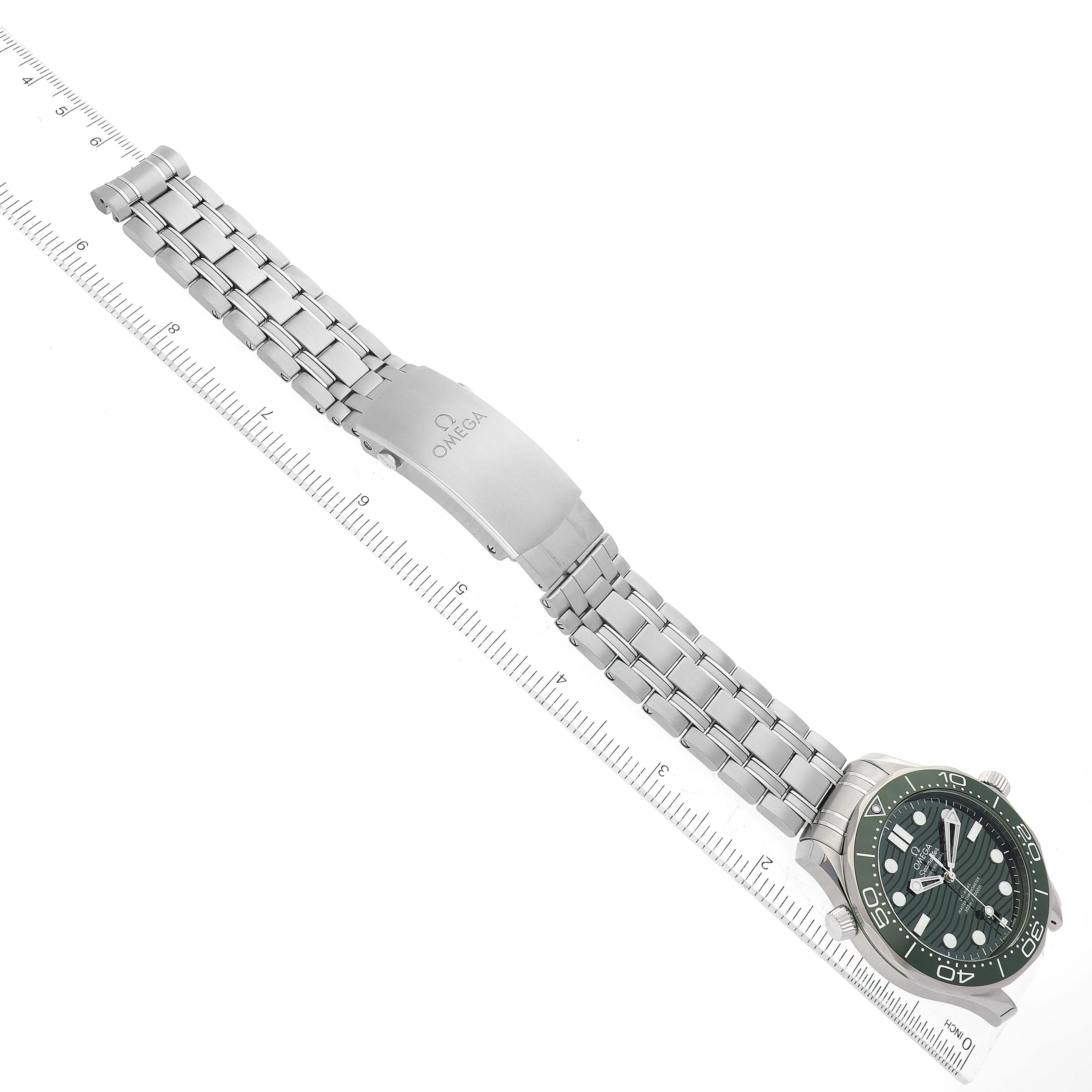 Omega Seamaster Diver Green Dial Steel Mens Watch 210.30.42.20.10.001 Box Card For Sale 3