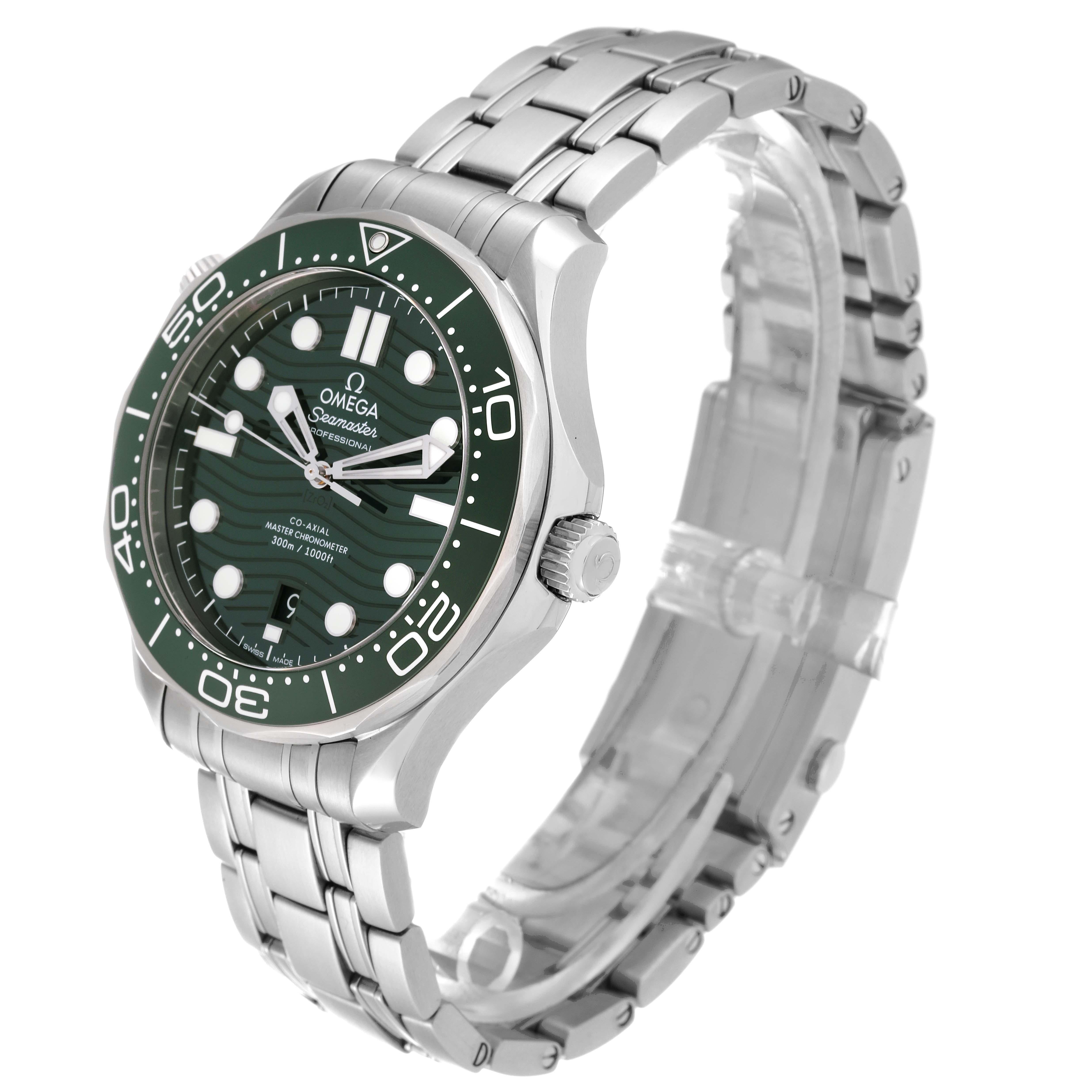 Omega Seamaster Diver Green Dial Steel Mens Watch 210.30.42.20.10.001 Box Card For Sale 5