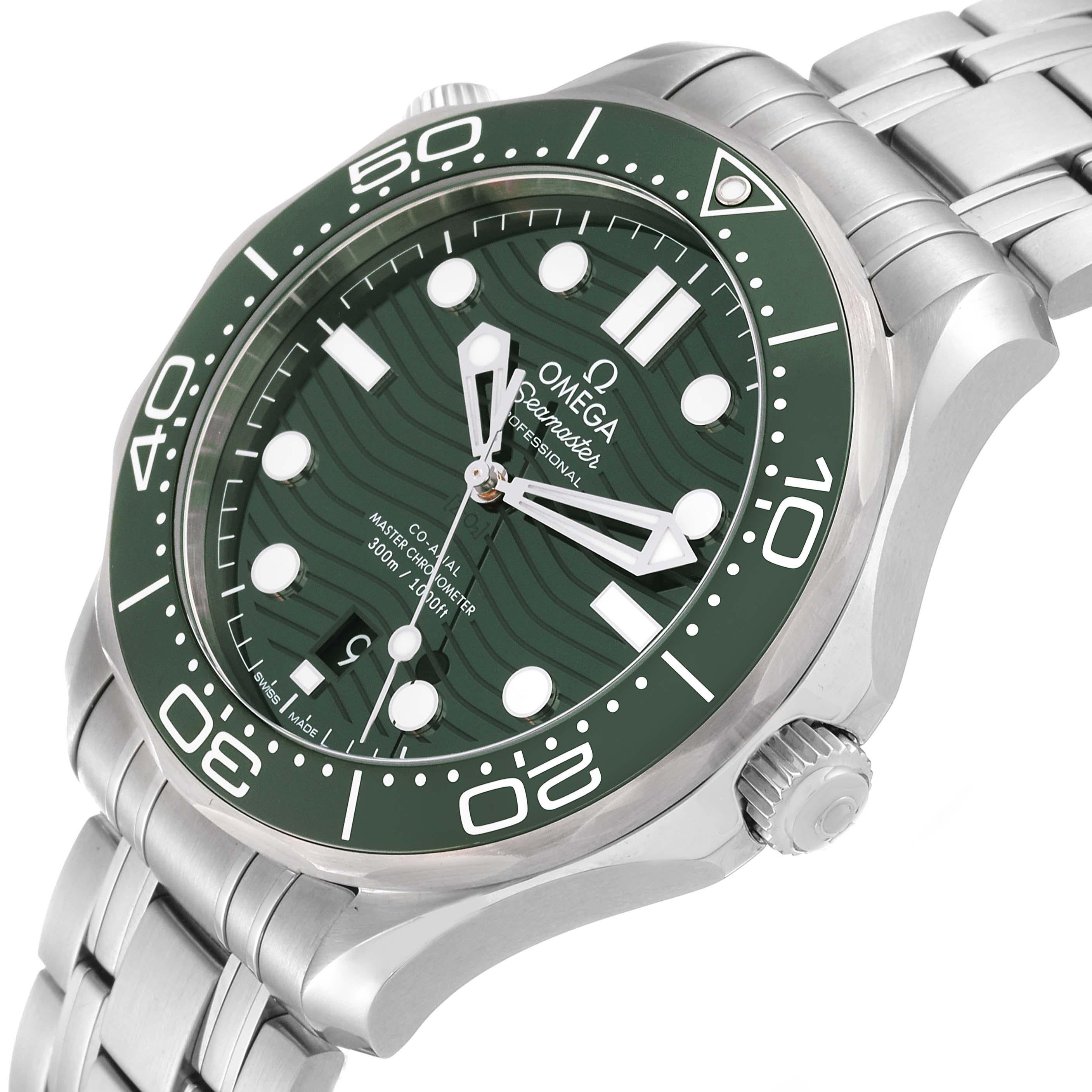 Men's Omega Seamaster Diver Green Dial Steel Mens Watch 210.30.42.20.10.001 Unworn For Sale