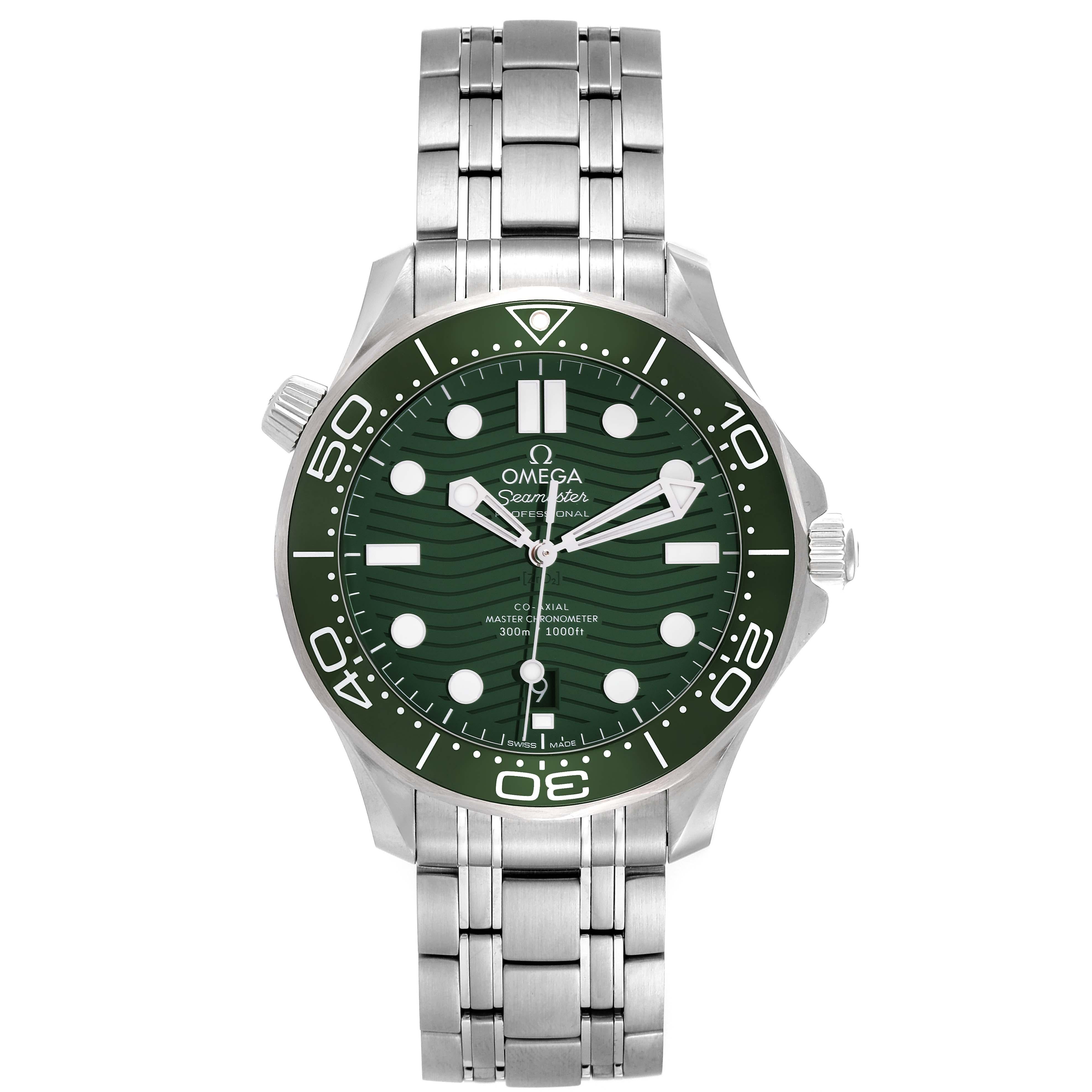 Omega Seamaster Diver Green Dial Steel Mens Watch 210.30.42.20.10.001 Unworn For Sale 1