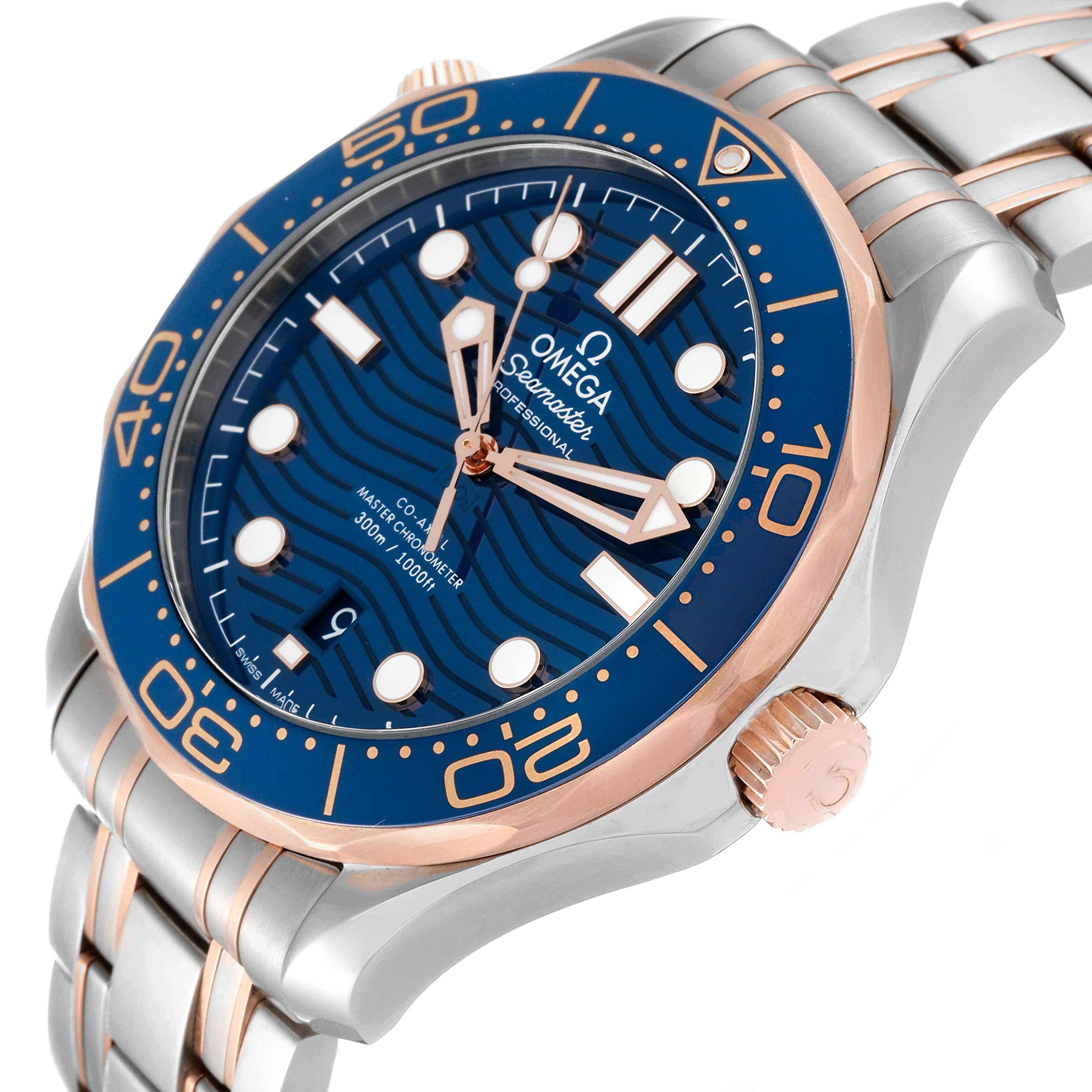 Men's Omega Seamaster Diver Steel Rose Gold Mens Watch 210.20.42.20.03.002 Box Card For Sale