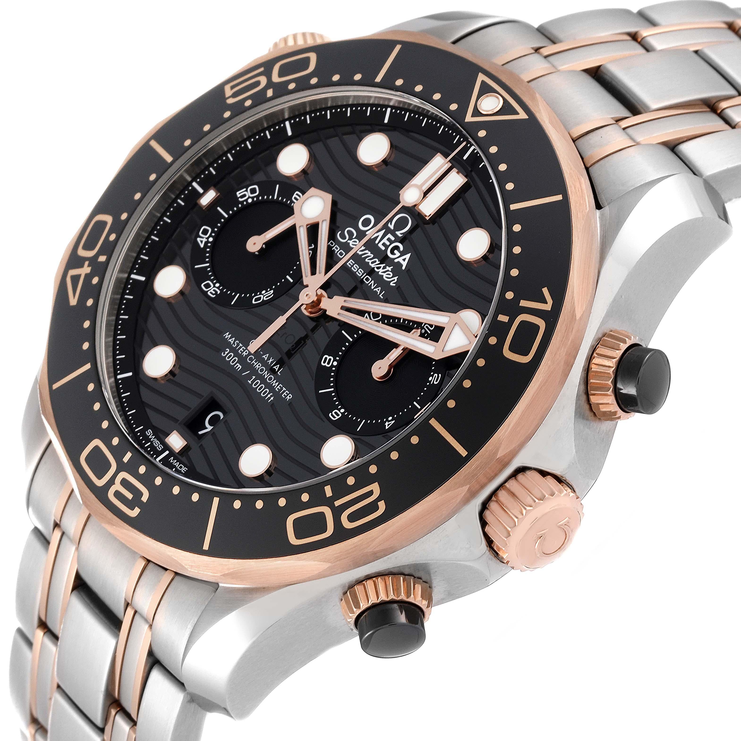 Omega Seamaster Diver Steel Rose Gold Mens Watch 210.20.44.51.01.001 Box Card For Sale 4
