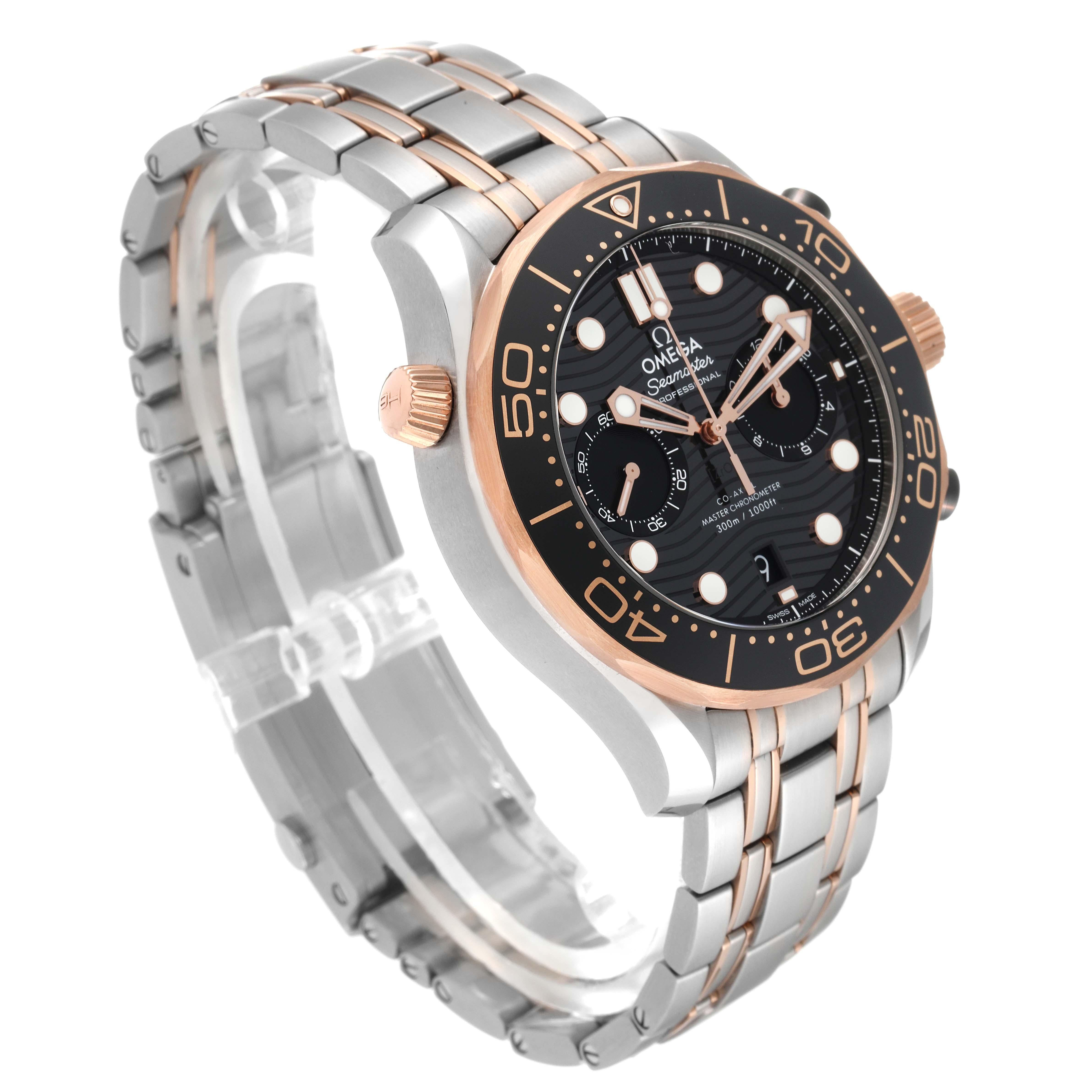 Omega Seamaster Diver Steel Rose Gold Mens Watch 210.20.44.51.01.001 Box Card For Sale 5