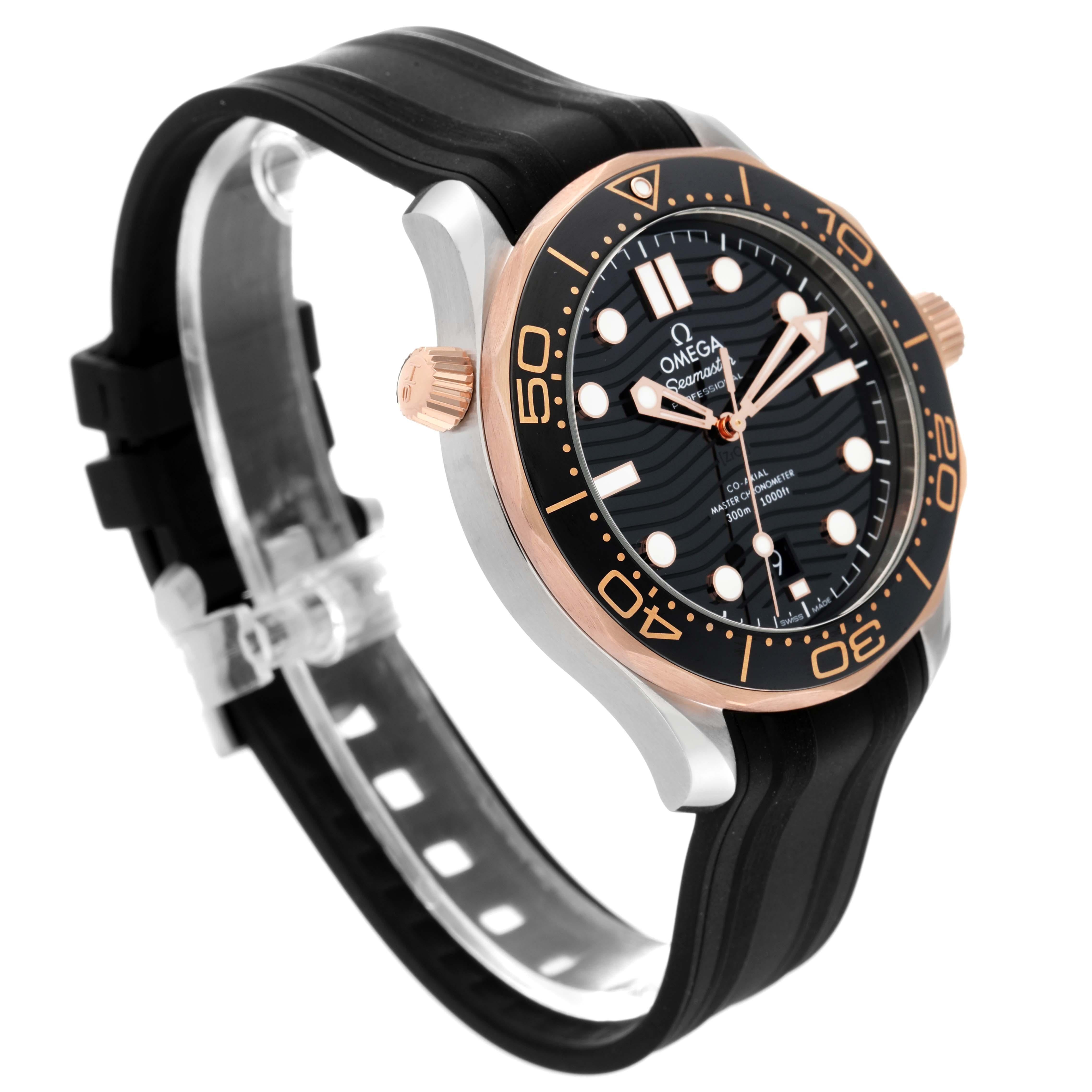 Omega Seamaster Diver Steel Rose Gold Mens Watch 210.22.42.20.01.002 Box Card For Sale 4