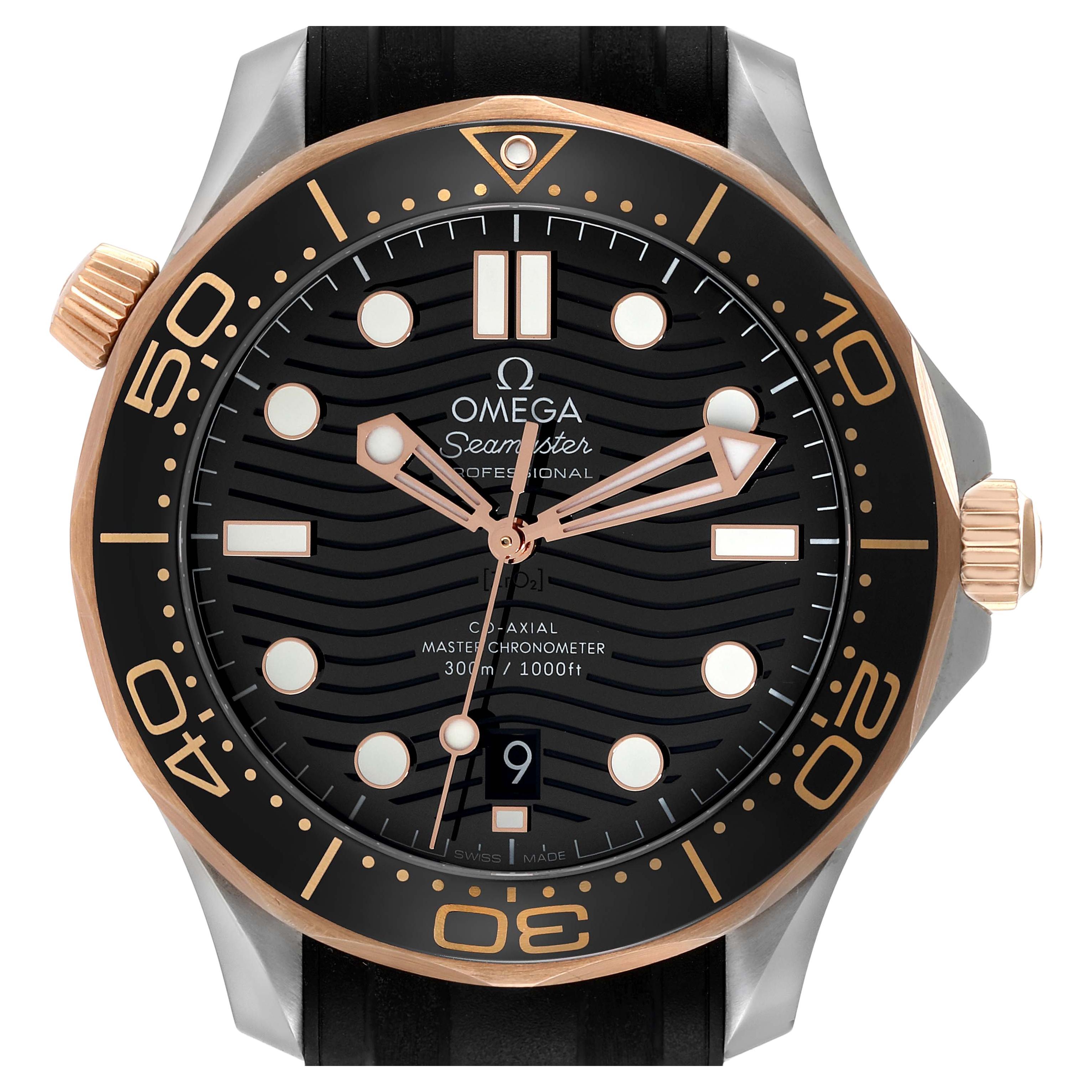 Omega Seamaster Diver Steel Rose Gold Mens Watch 210.22.42.20.01.002 Box Card