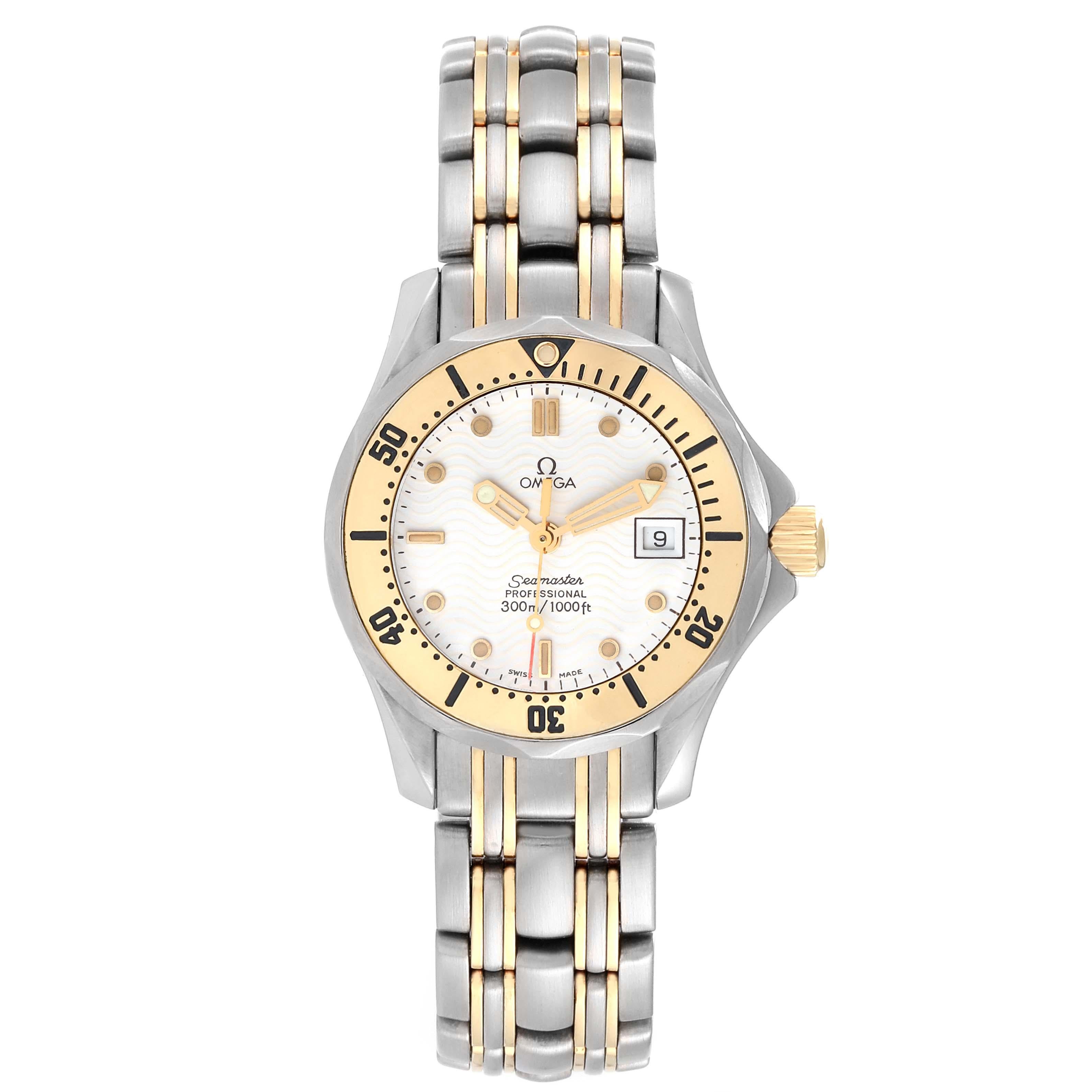 Omega Seamaster Diver Steel Yellow Gold Ladies Watch 2382.20.00 Box Card For Sale 1