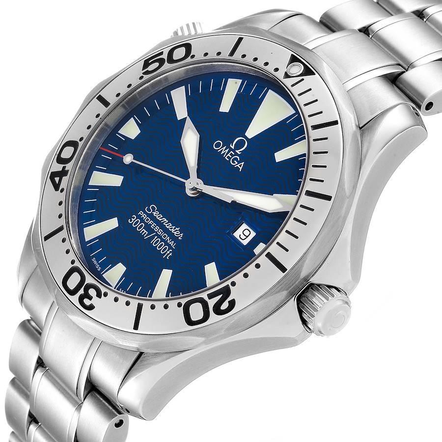 Omega Seamaster Electric Blue Wave Dial Mens Watch 2265.80.00 Box Card 1