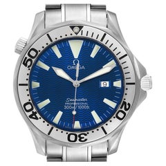 Omega Seamaster Electric Blue Wave Dial Mens Watch 2265.80.00 Box Card