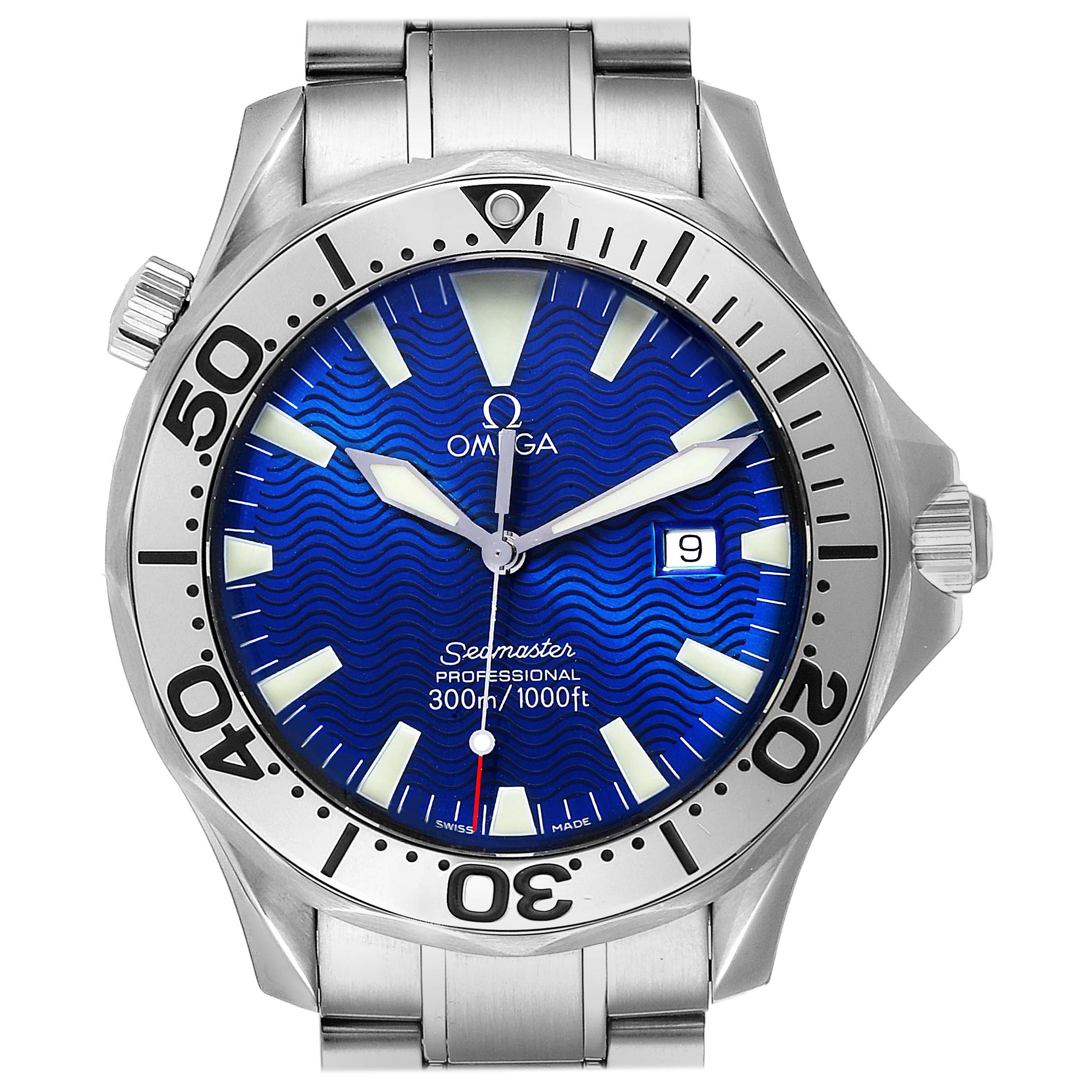 Omega Seamaster Electric Blue Wave Dial Men's Watch 2265.80.00