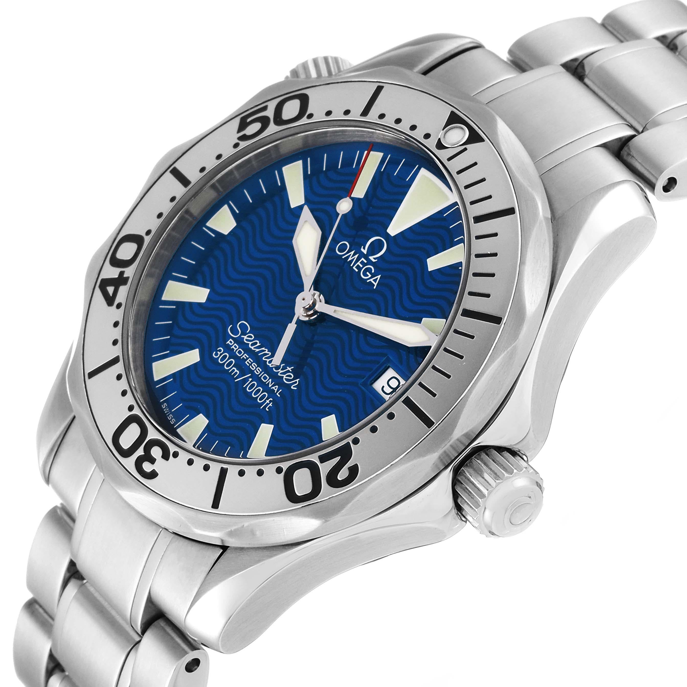 Men's Omega Seamaster Electric Blue Wave Dial Midsize Steel Mens Watch 2263.80.00