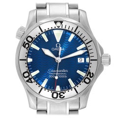 Omega Seamaster Electric Blue Wave Dial Midsize Steel Mens Watch 2263.80.00