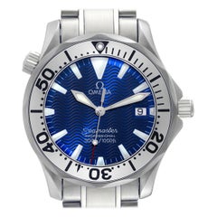 Omega Seamaster Electric Blue Wave Dial Midsize Steel Mens Watch 2263.80.00