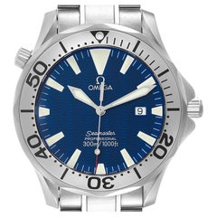 Omega Seamaster Electric Blue Wave Dial Steel Mens Watch 2265.80.00 Box Card