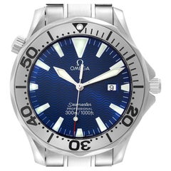 Omega Seamaster Electric Blue Wave Dial Steel Mens Watch 2265.80.00 Card