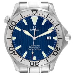 Omega Seamaster Electric Blue Wave Dial Steel Mens Watch 2265.80.00 Card