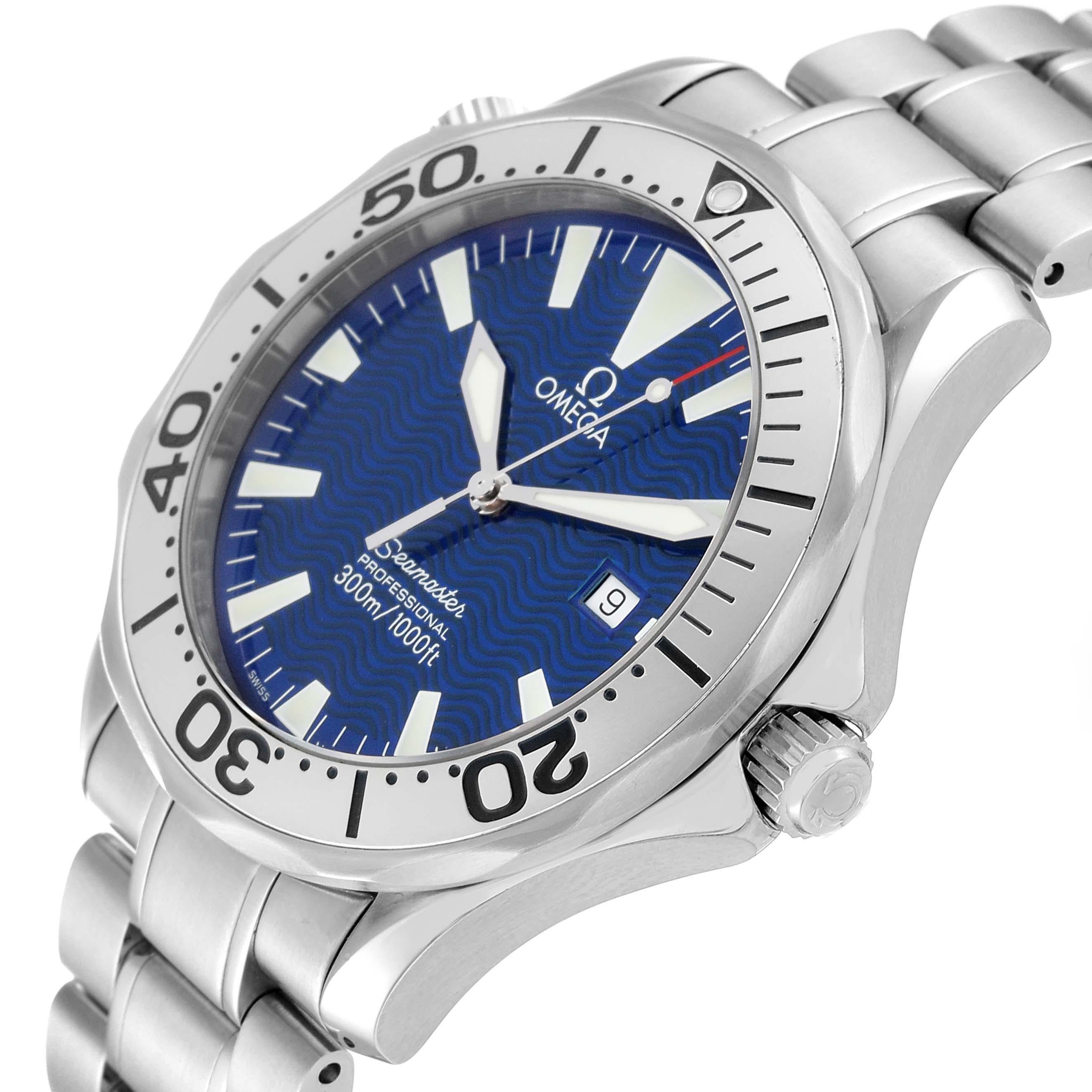 Omega Seamaster Electric Blue Wave Dial Steel Mens Watch 2265.80.00 In Excellent Condition In Atlanta, GA
