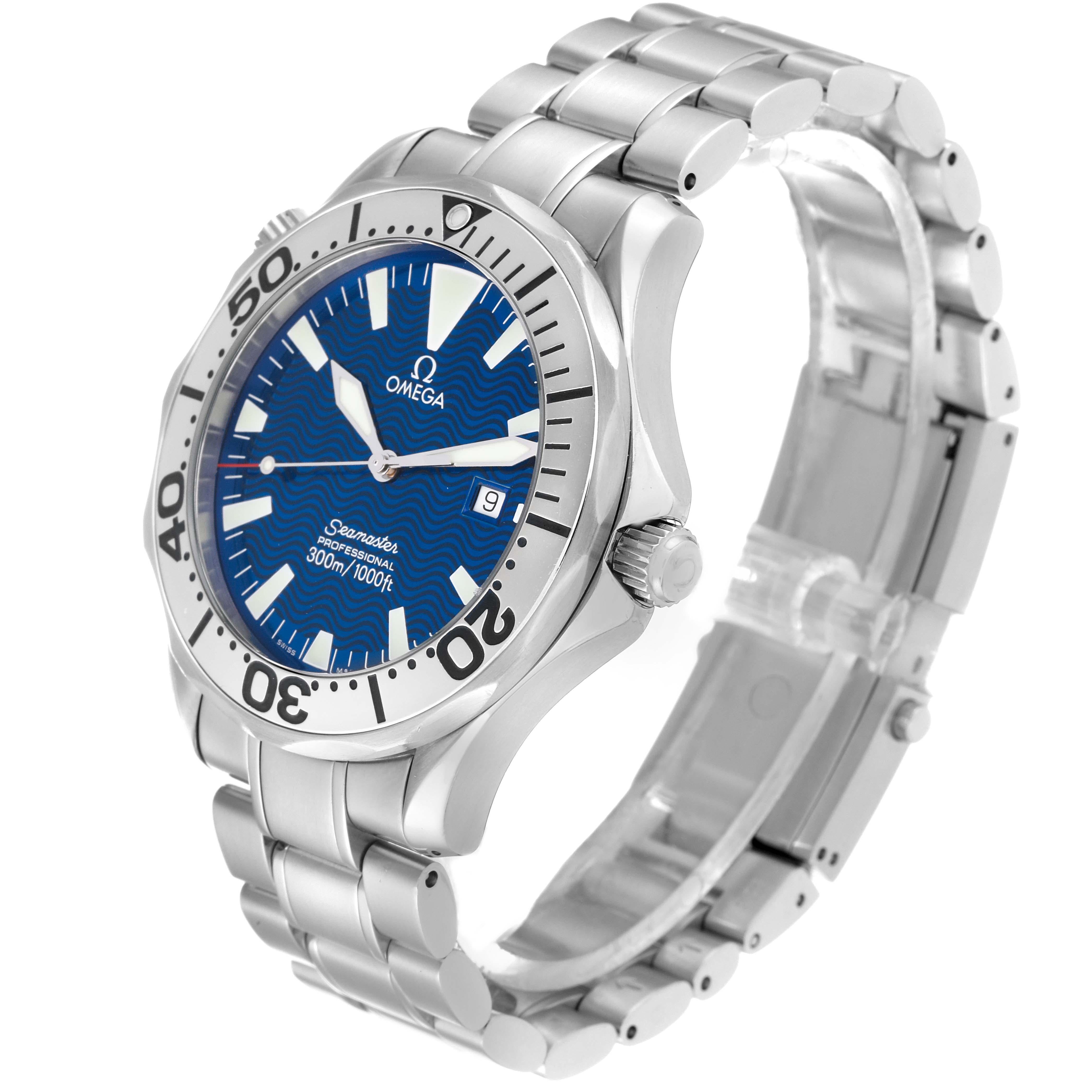 Men's Omega Seamaster Electric Blue Wave Dial Steel Mens Watch 2265.80.00