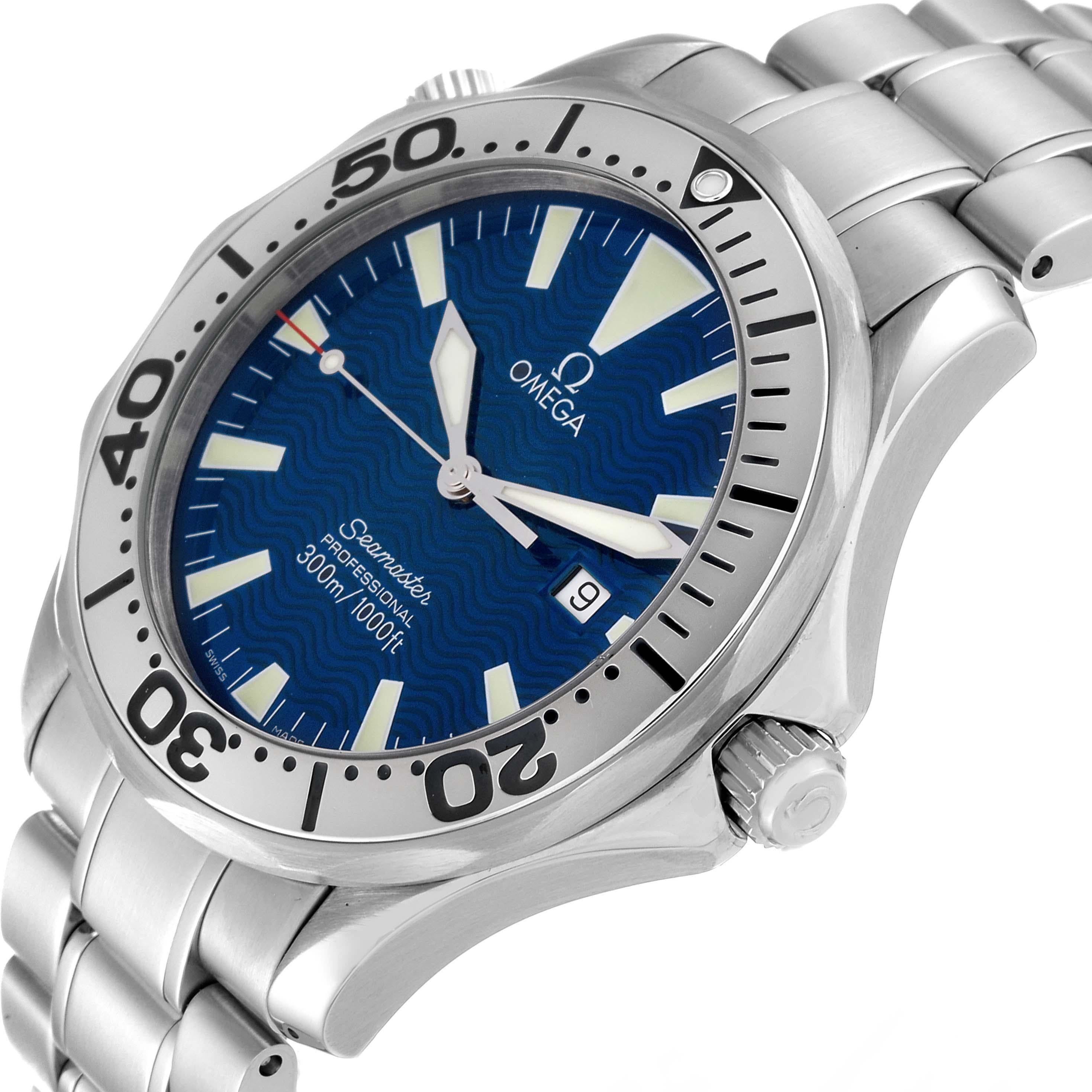 Omega Seamaster Electric Blue Wave Dial Steel Mens Watch 2265.80.00 For Sale 1
