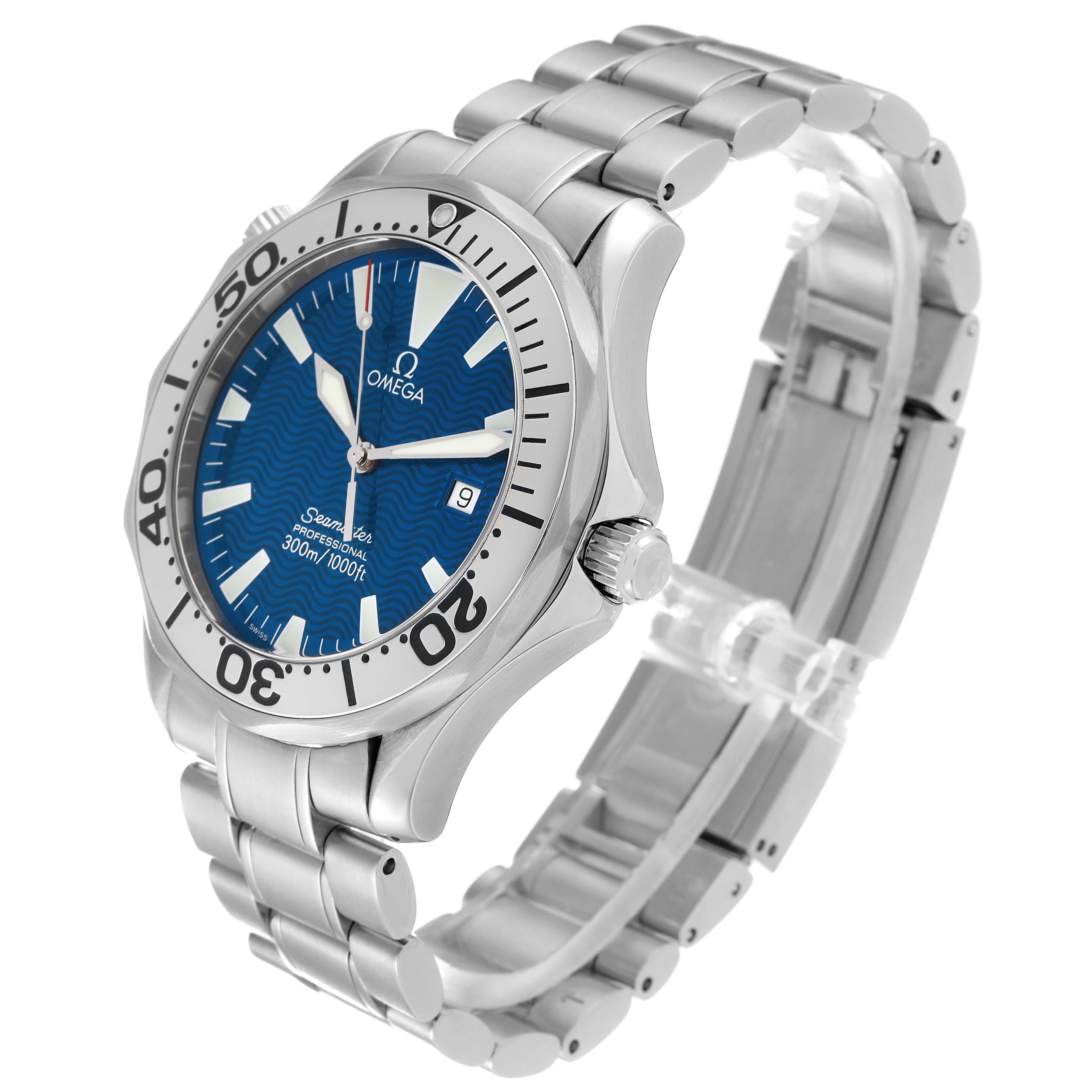 Omega Seamaster Electric Blue Wave Dial Steel Mens Watch 2265.80.00 2
