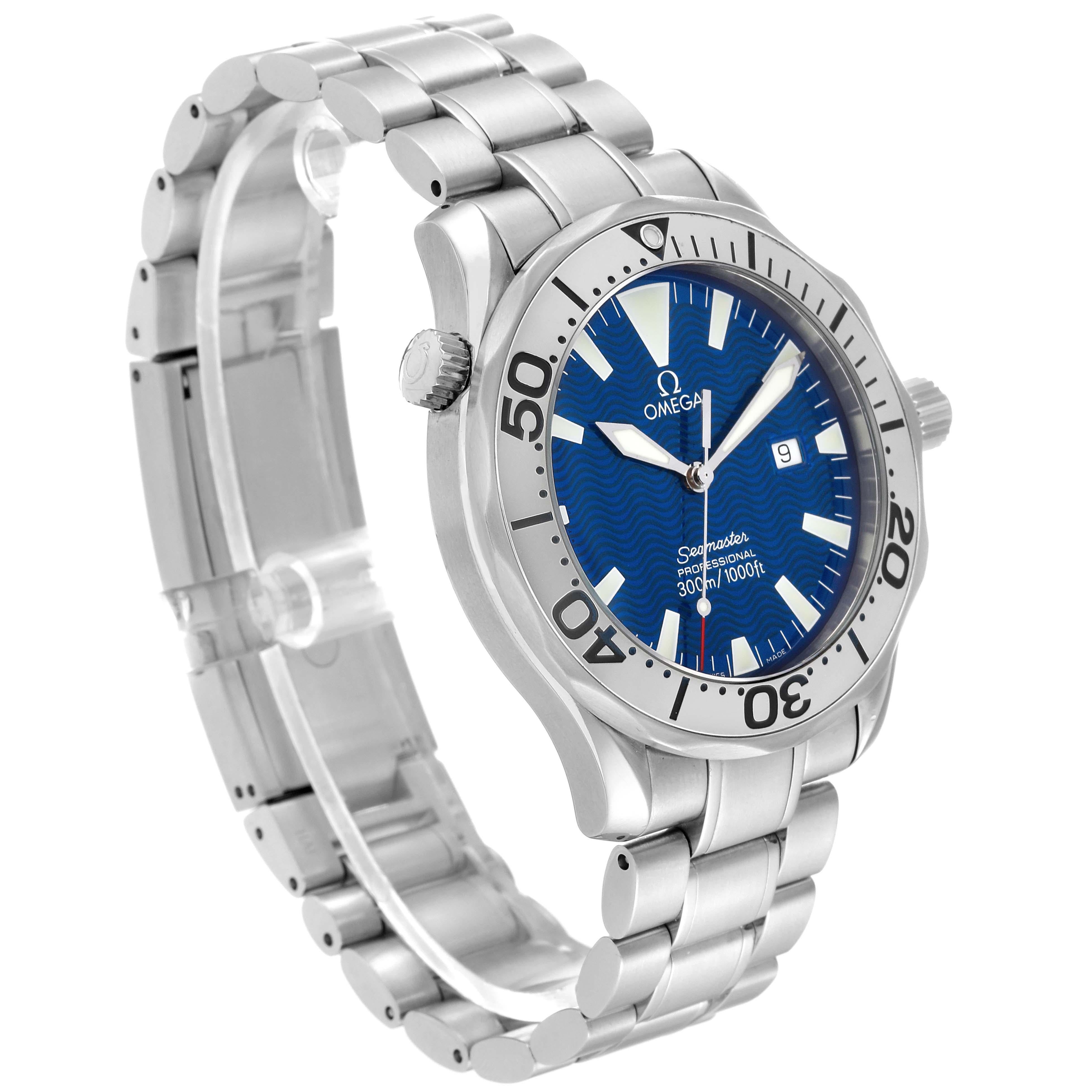 Omega Seamaster Electric Blue Wave Dial Steel Mens Watch 2265.80.00 3