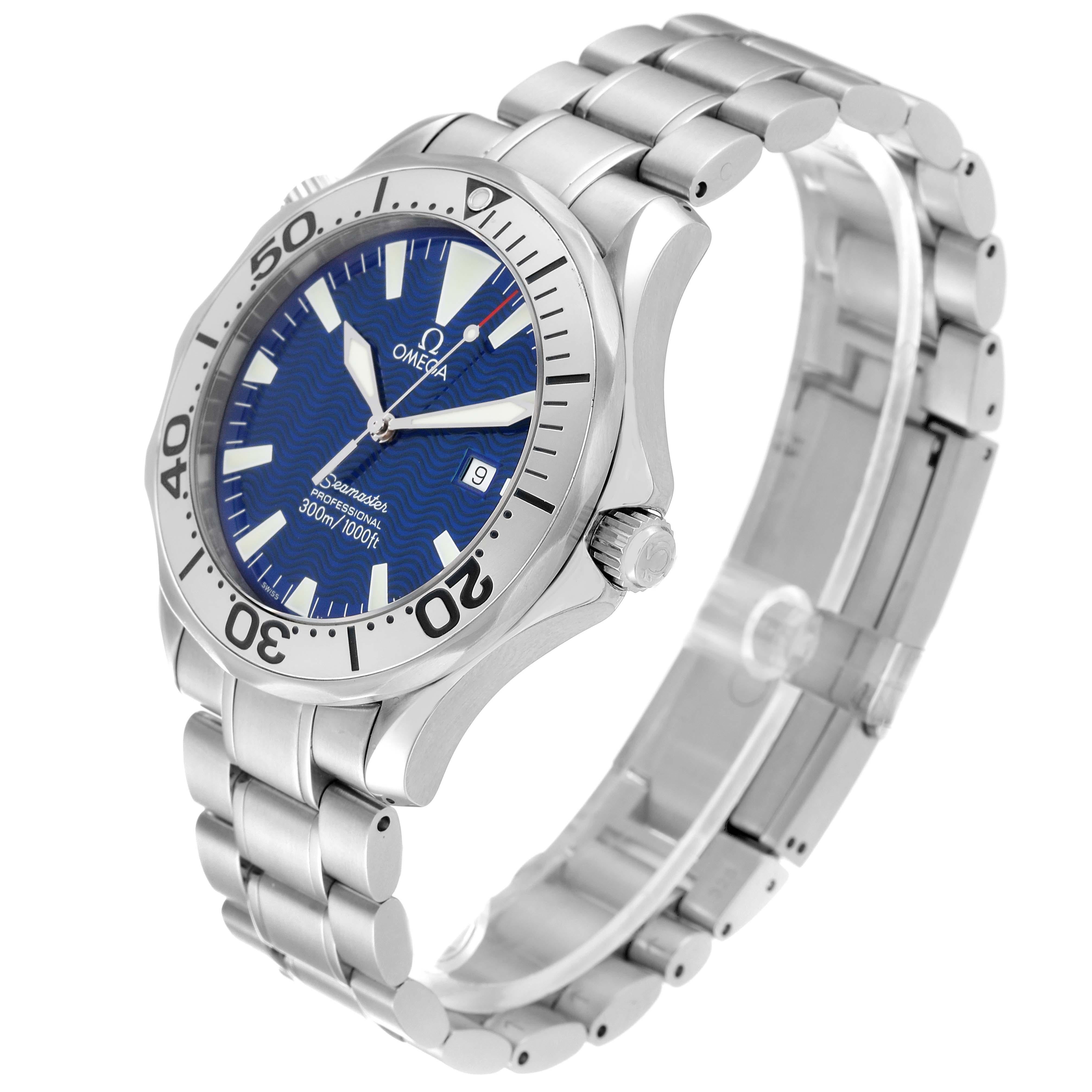Omega Seamaster Electric Blue Wave Dial Steel Mens Watch 2265.80.00 4