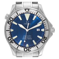 Omega Seamaster Electric Blue Wave Dial Steel Mens Watch 2265.80.00