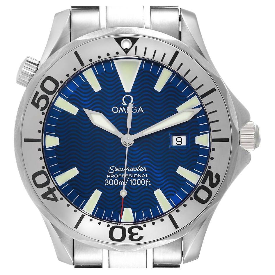 Omega Seamaster Stainless Steel Blue Wave Dial Quartz Mens Watch 2541.