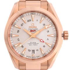 Omega Seamaster GMT 18k Rose Gold Silver Dial Men Watch 231.50.43.22.02.001