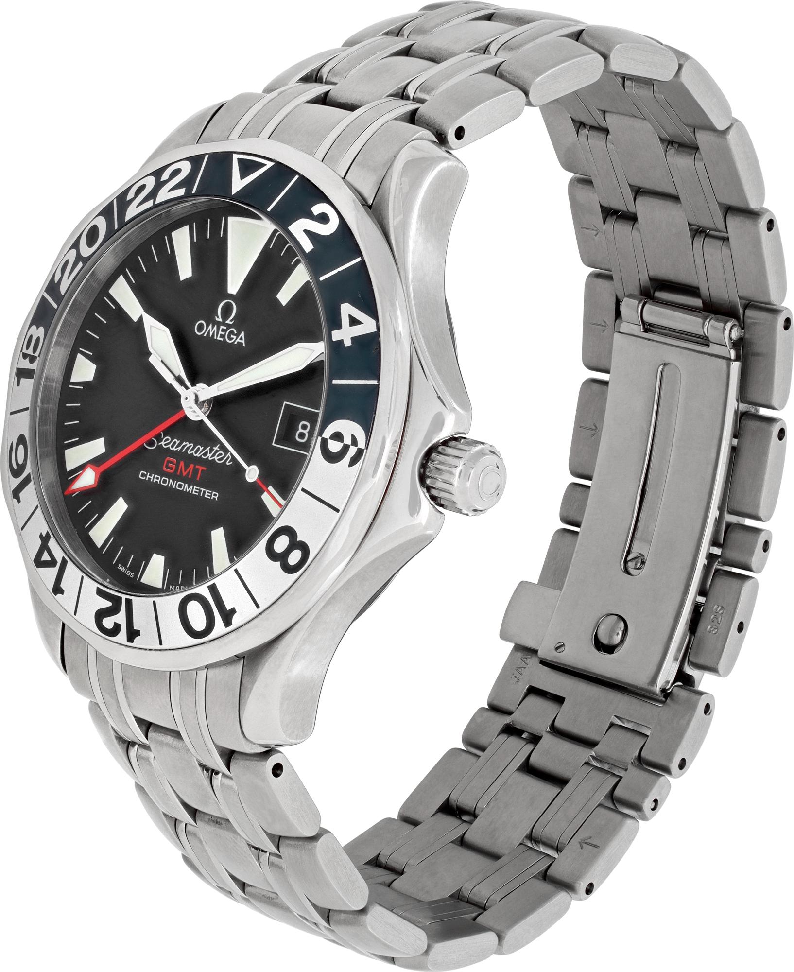 Omega Seamaster GMT 50th Anniversary in stainless steel. Auto with date, sweep seconds and dual time zone. 42 mm case size. With original box. Ref 2534.50. Fine Pre-owned Omega Watch.

 Certified preowned Sport Omega Seamaster 2534.50 watch is made
