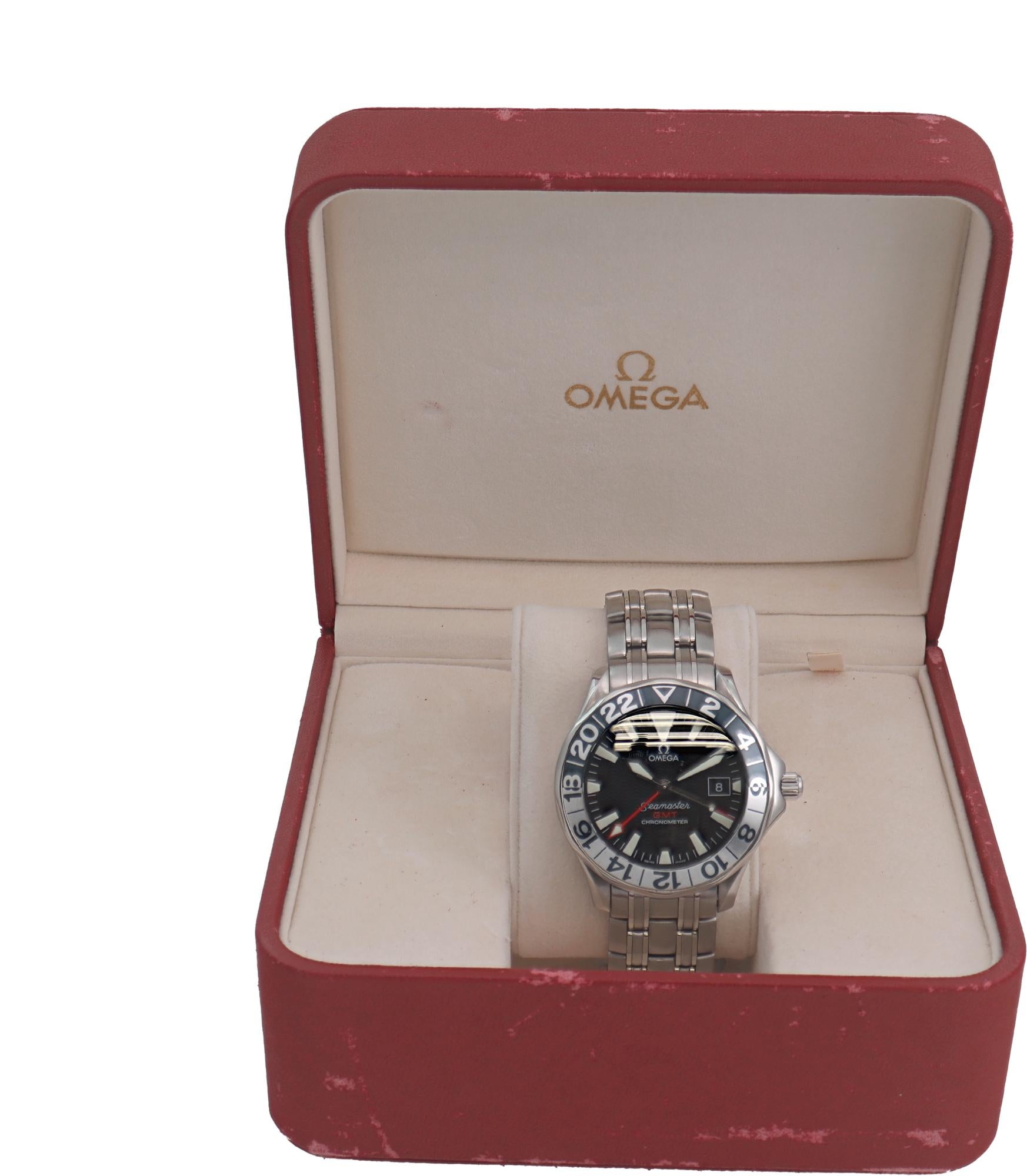 Omega Seamaster GMT 50th Anniversary Steel Automatic Wristwatch Ref 2534.50 For Sale 1