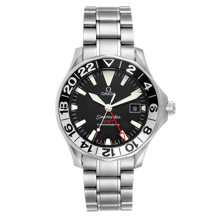 Omega Seamaster GMT Gerry Lopez Limited Edition Mens Watch 2536.50.00. Officially certified chronometer automatic self-winding movement. Brushed and polished stainless steel case 41.0 mm in diameter. Omega logo on a crown. Case back with Lopez's